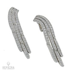 Cartier Diamond Pavé Drop Earrings in Platinum, Circa 2000s, France