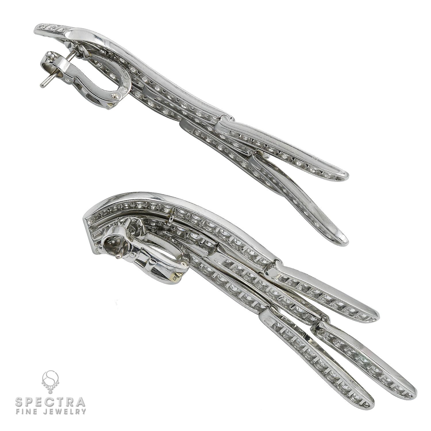 Pendientes de gota con pavé de diamantes Cartier Vintage Corte redondo en venta