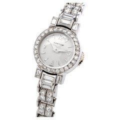 Cartier Used Diamond Platinum Collectible Ladies  Dress Watch
