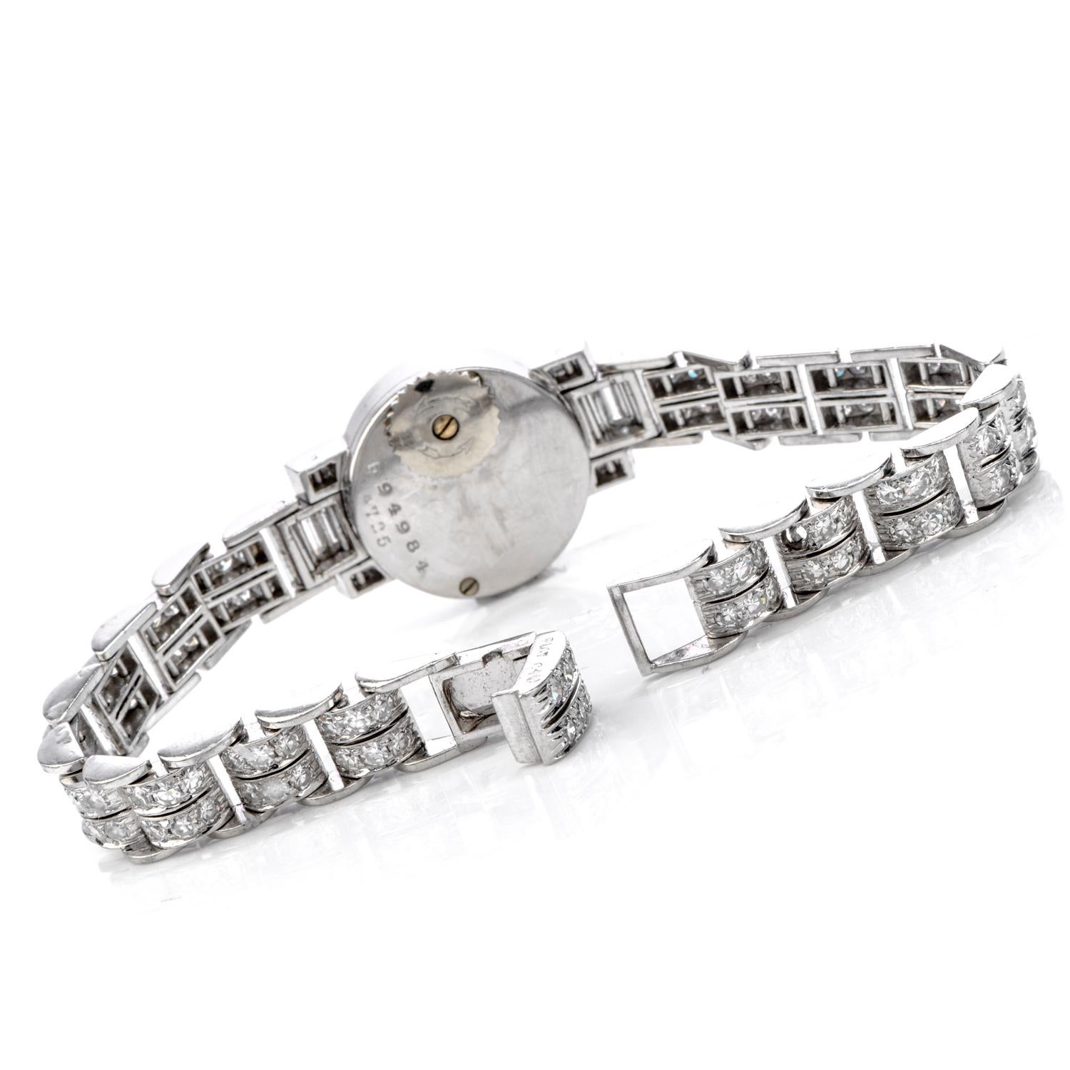 Cartier Vintage Diamant Platin Schweizer Sammler Damenuhr (Rundschliff)