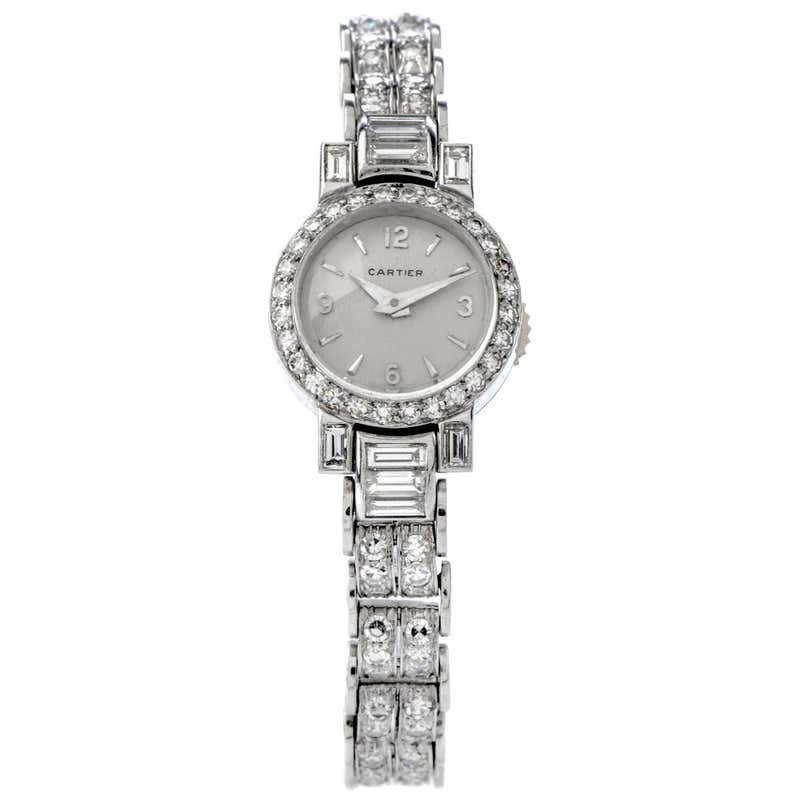 CARTIER Art Deco Ladies Rectangle Diamond Sapphire Watch For Sale at ...