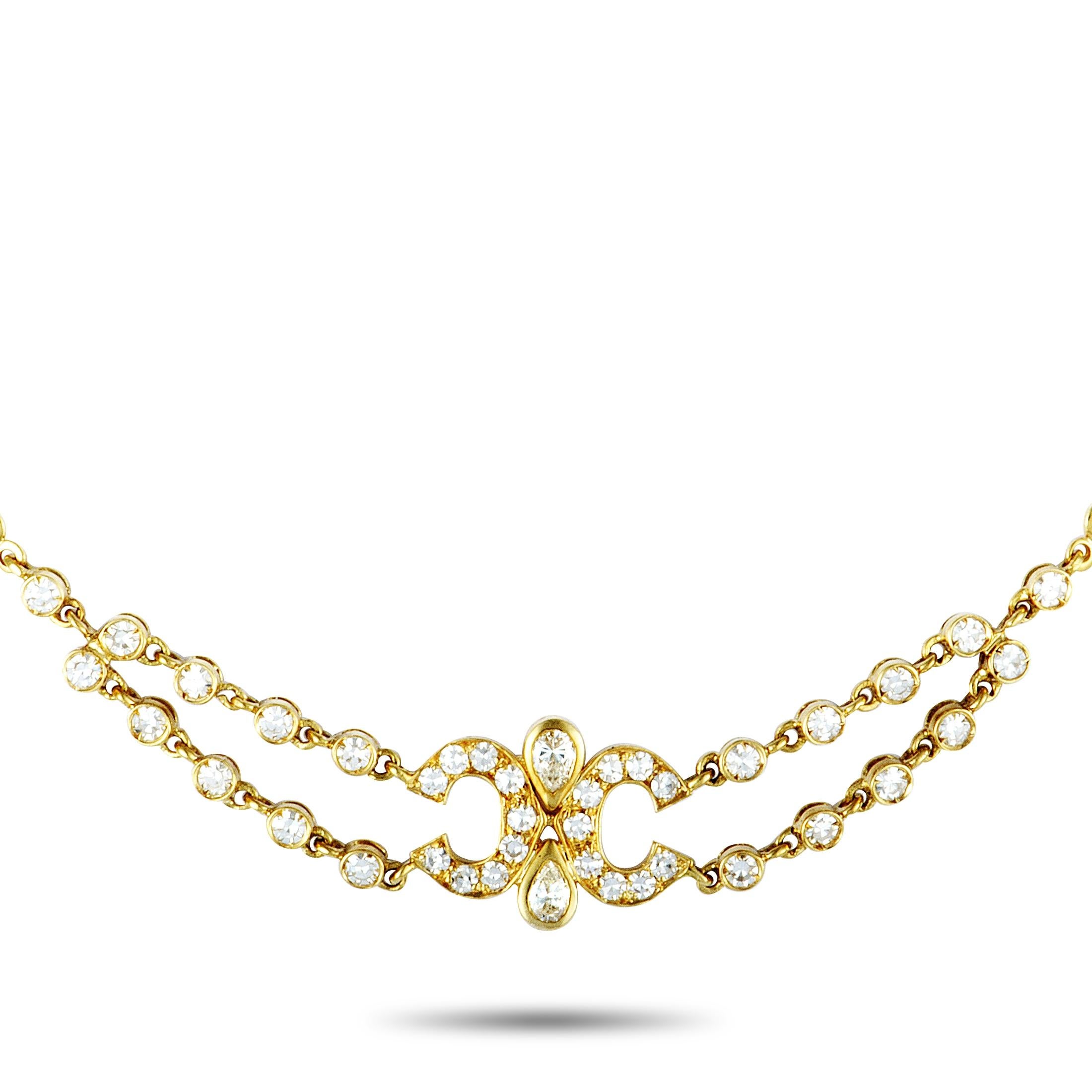 Cartier Vintage Diamond Yellow Gold Choker Necklace In Excellent Condition In Southampton, PA