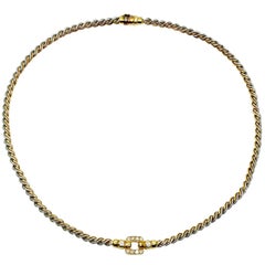 Cartier Vintage Diamond Yellow Gold Stainless Steel Necklace