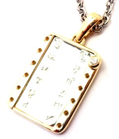 Cartier Vintage Diamond Zodiac Yellow and White Gold Pendant Necklace