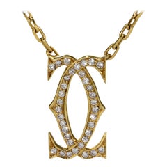 Cartier Vintage Double C Diamond Gold Necklace