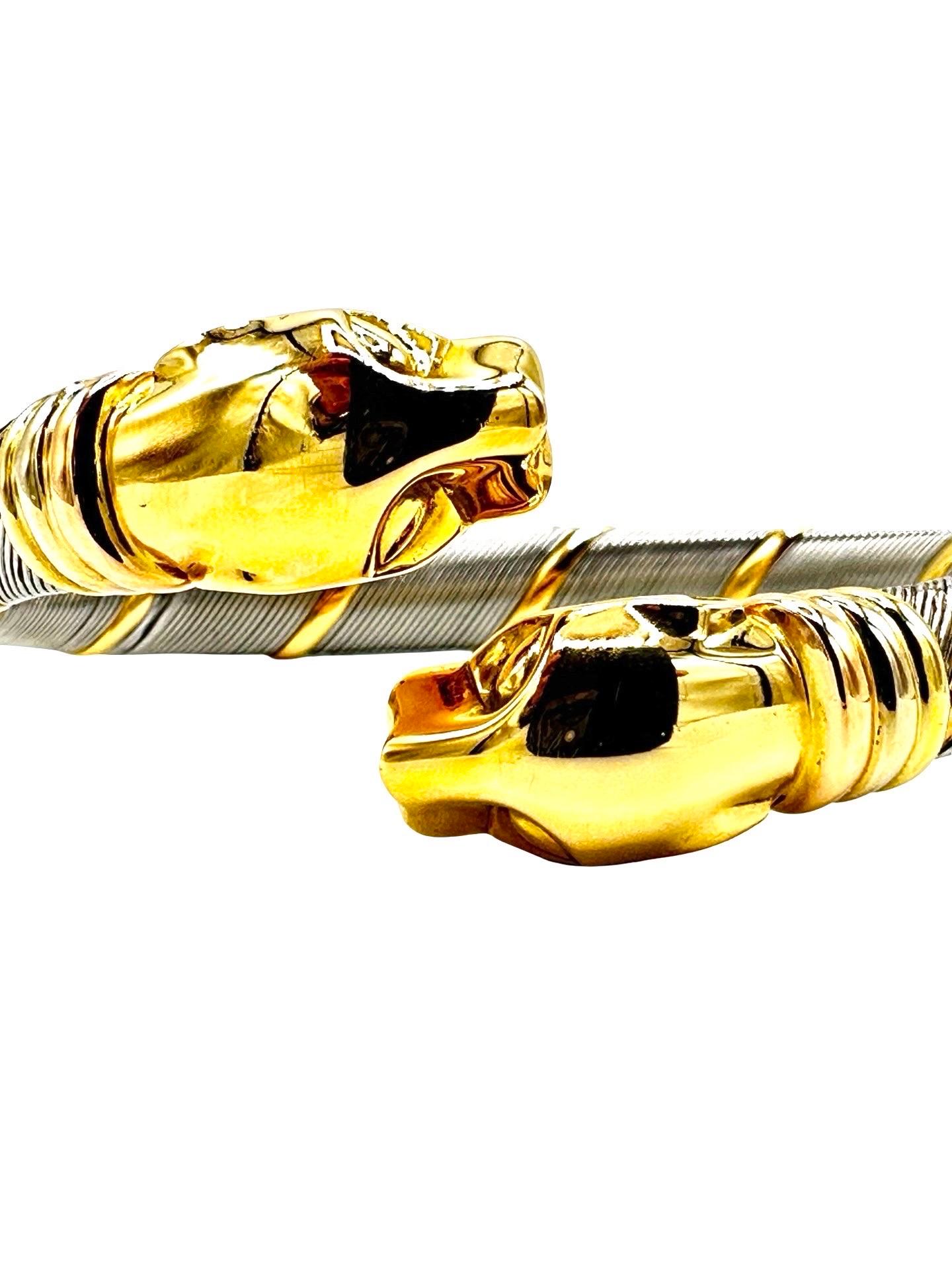 Cartier Bracciale Bypass Doppia Testa di Pantera Vintage in oro 18 carati in vendita 5