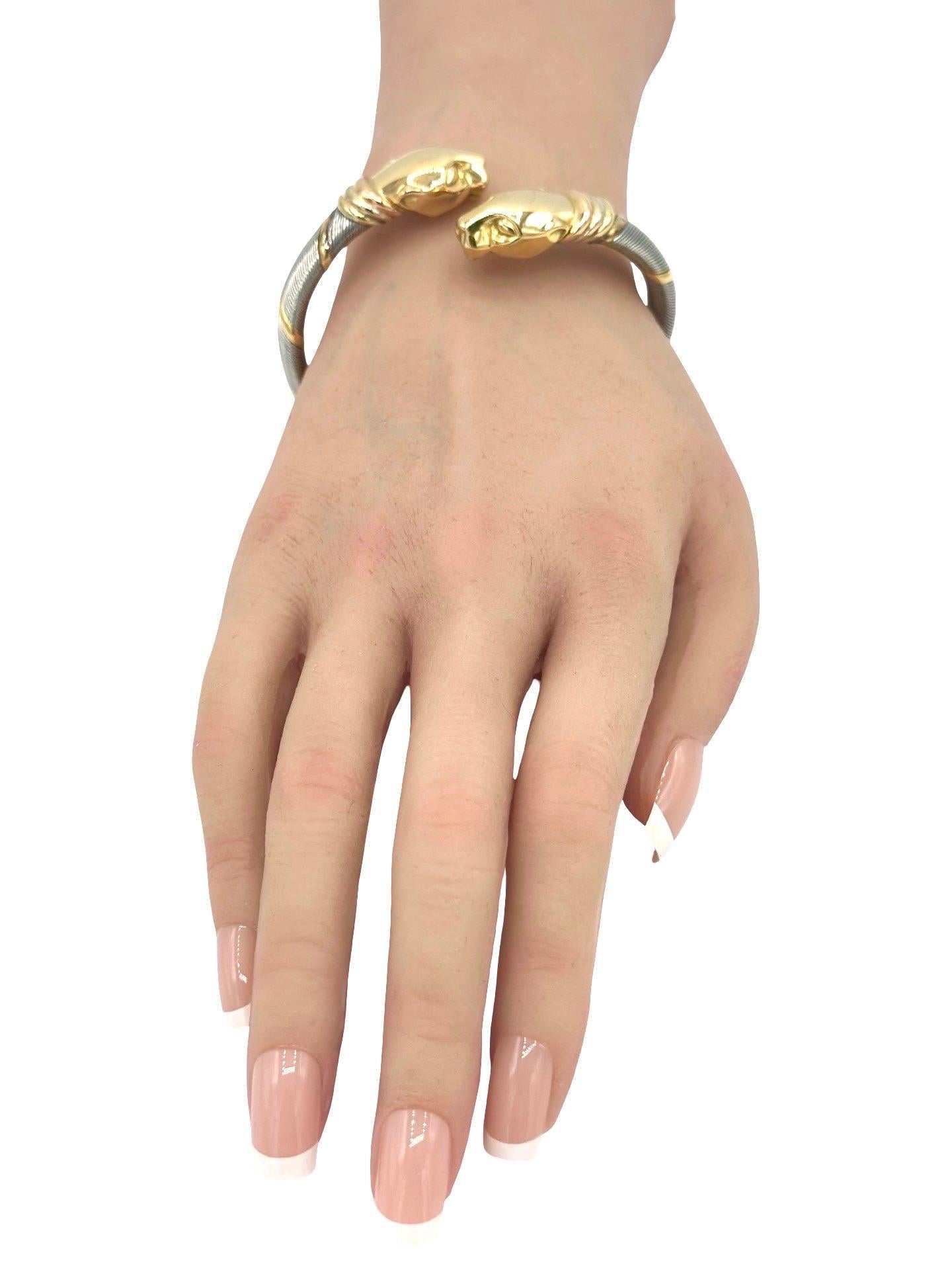 Cartier Bracciale Bypass Doppia Testa di Pantera Vintage in oro 18 carati in vendita 7