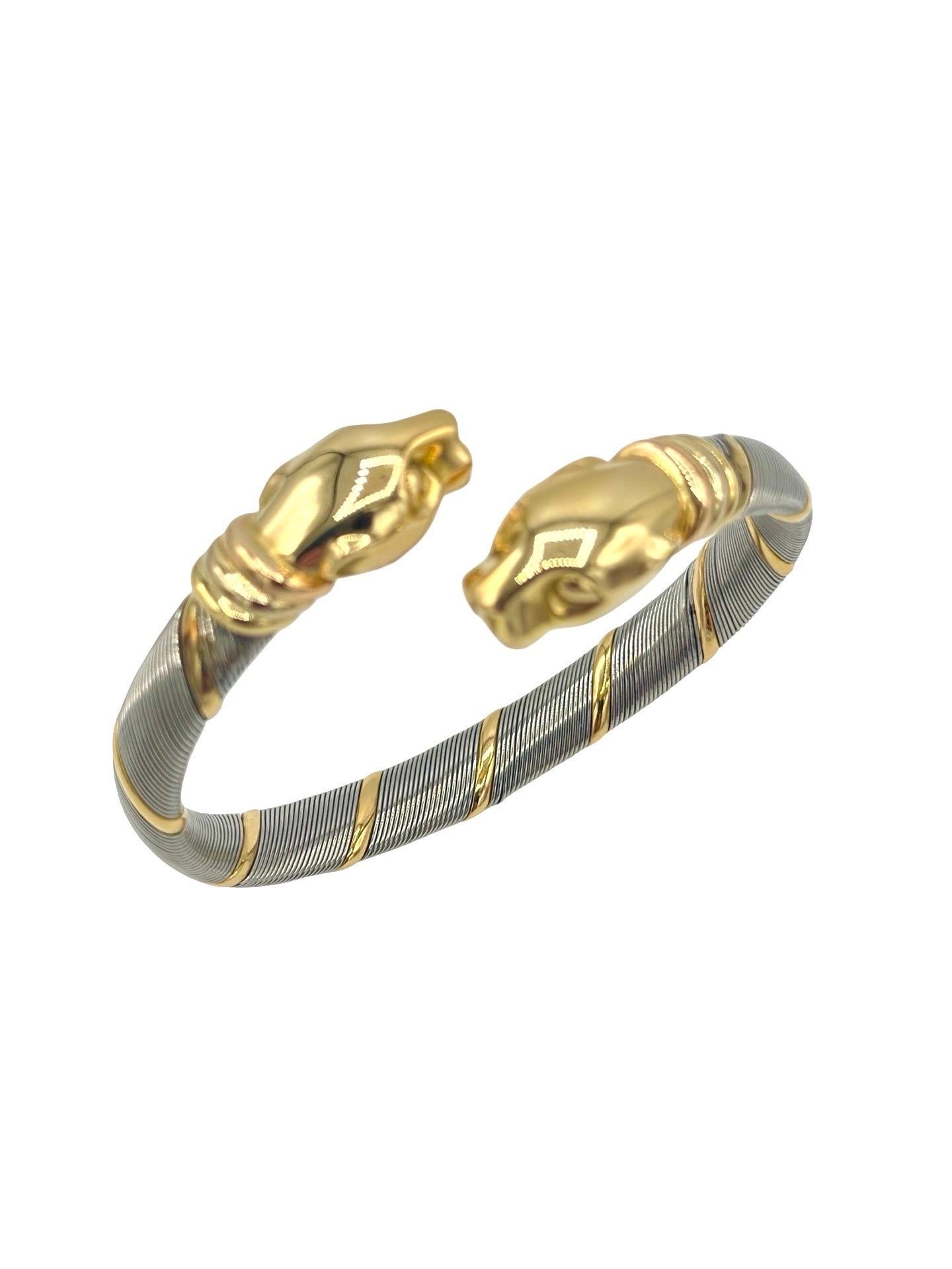 Cartier Bracciale Bypass Doppia Testa di Pantera Vintage in oro 18 carati In condizioni ottime in vendita a Chevy Chase, MD