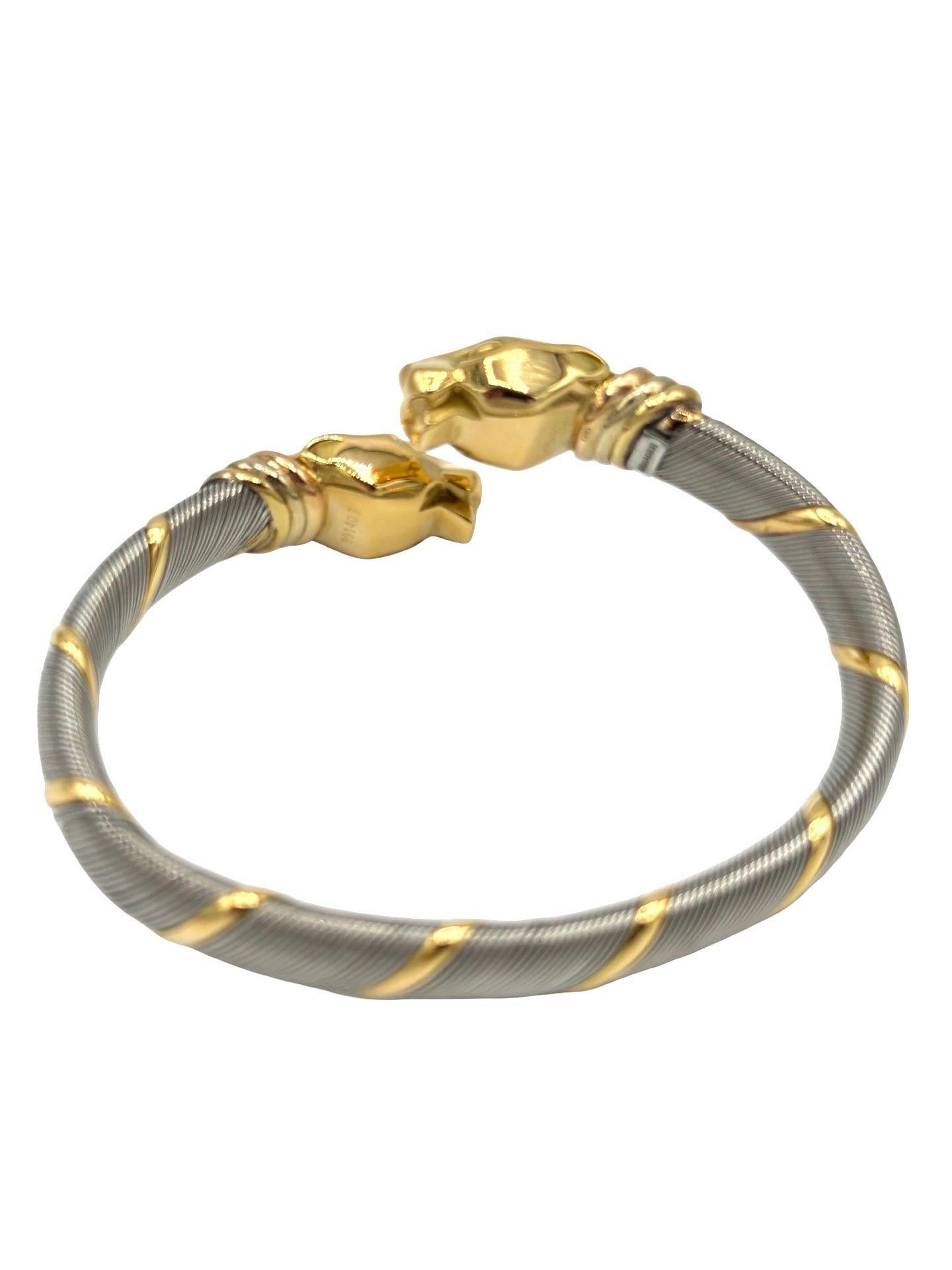 Cartier Bracciale Bypass Doppia Testa di Pantera Vintage in oro 18 carati in vendita 2