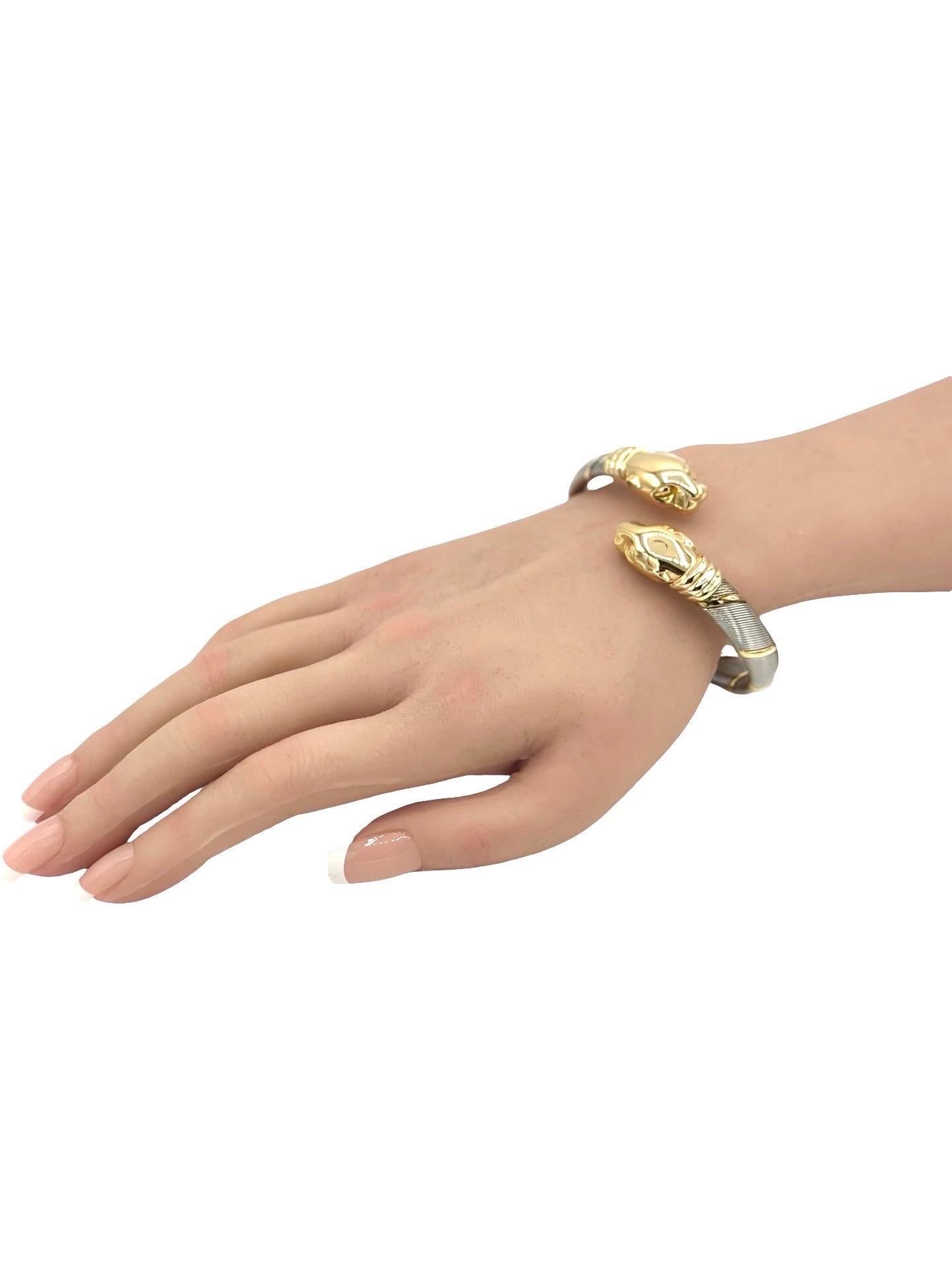 Cartier Bracciale Bypass Doppia Testa di Pantera Vintage in oro 18 carati in vendita 4