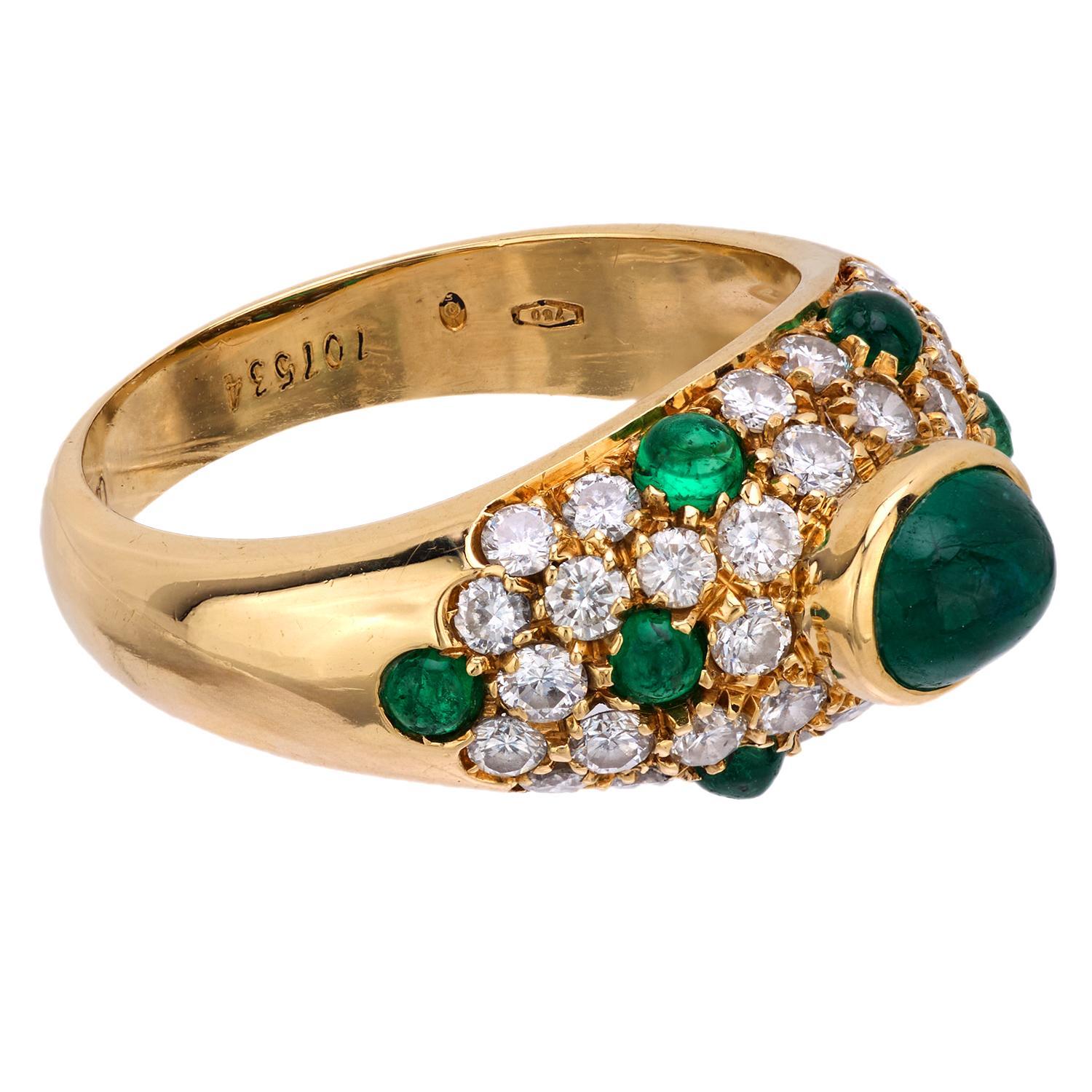 Anello Cartier vintage con smeraldo e diamante in oro giallo 18 carati In condizioni buone a Beverly Hills, CA