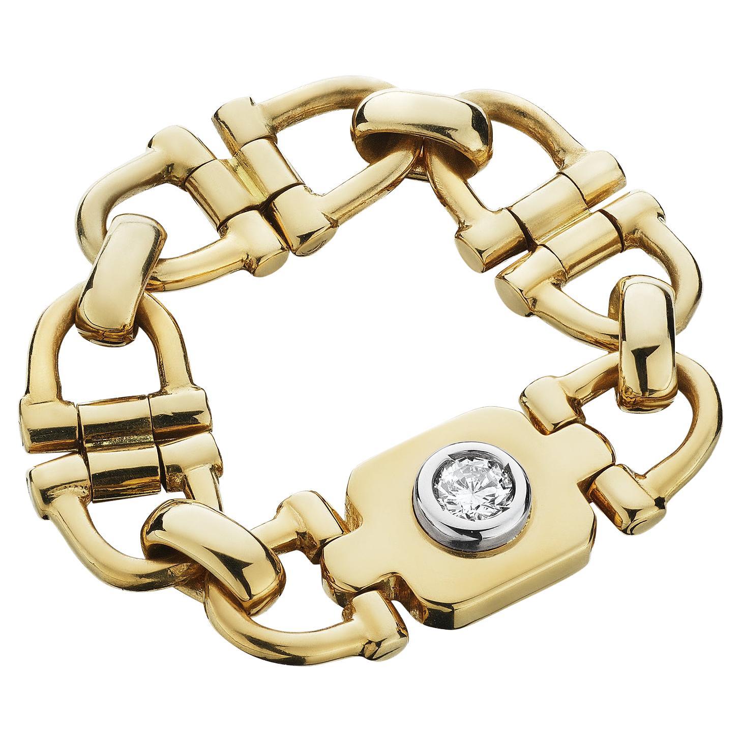 Cartier Vintage Equestrian Diamond Gold Horse Bit Link Ring