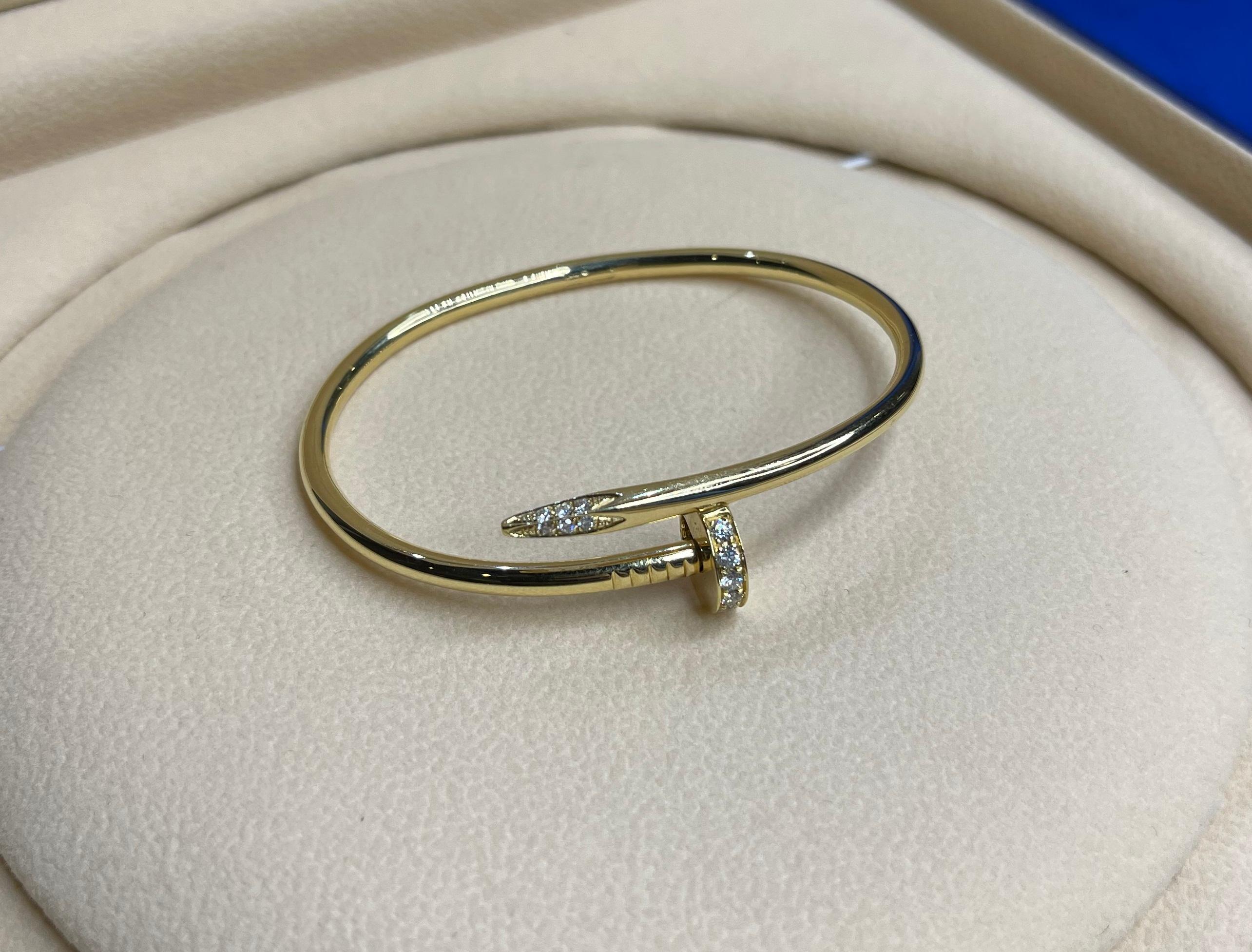 Cartier Bracelet vintage « Juste Un Clou » en or jaune 18 carats avec clous de diamants en vente 2
