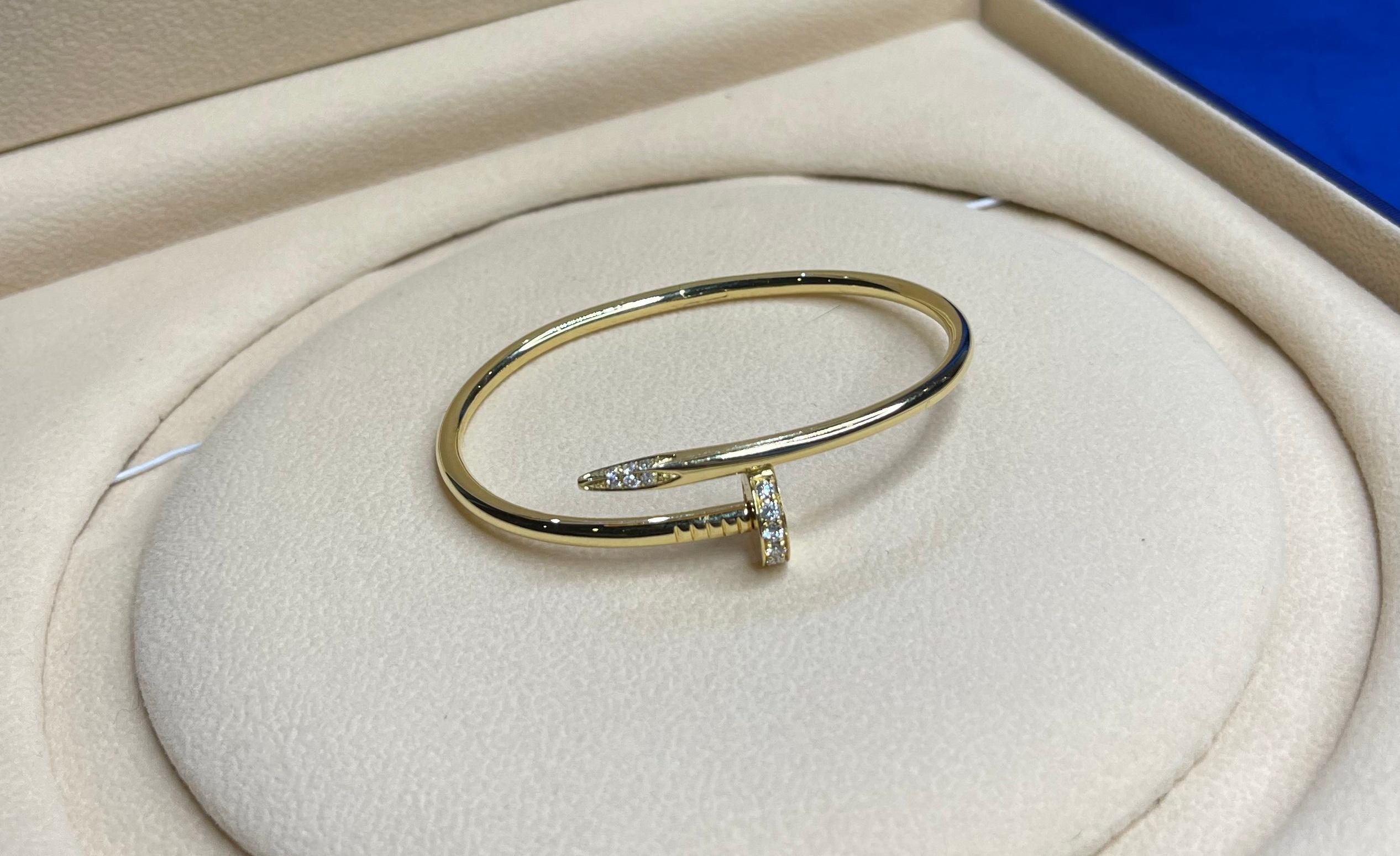 Cartier Bracelet vintage « Juste Un Clou » en or jaune 18 carats avec clous de diamants en vente 6