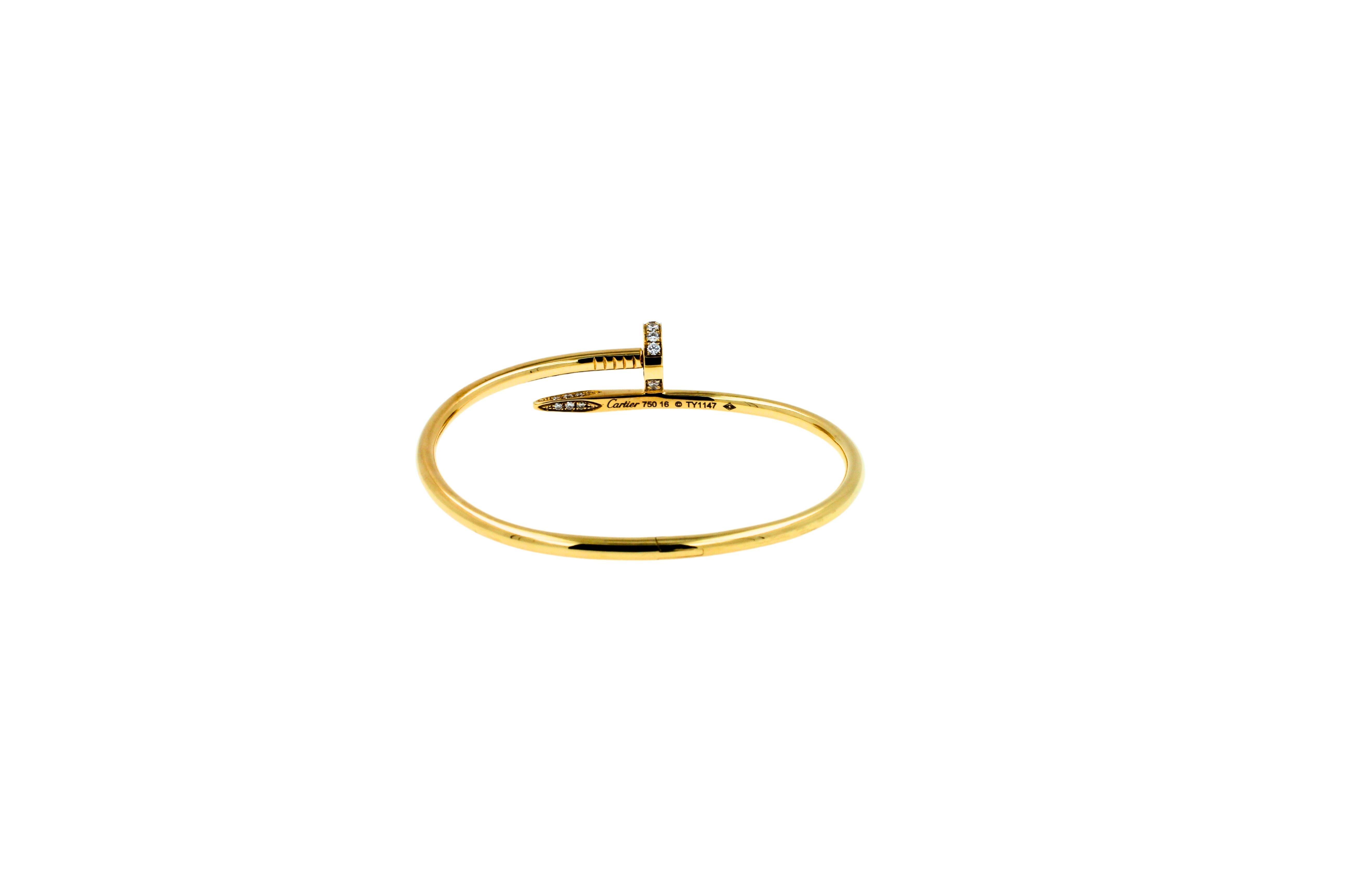 Taille ronde Cartier Bracelet vintage « Juste Un Clou » en or jaune 18 carats avec clous de diamants en vente