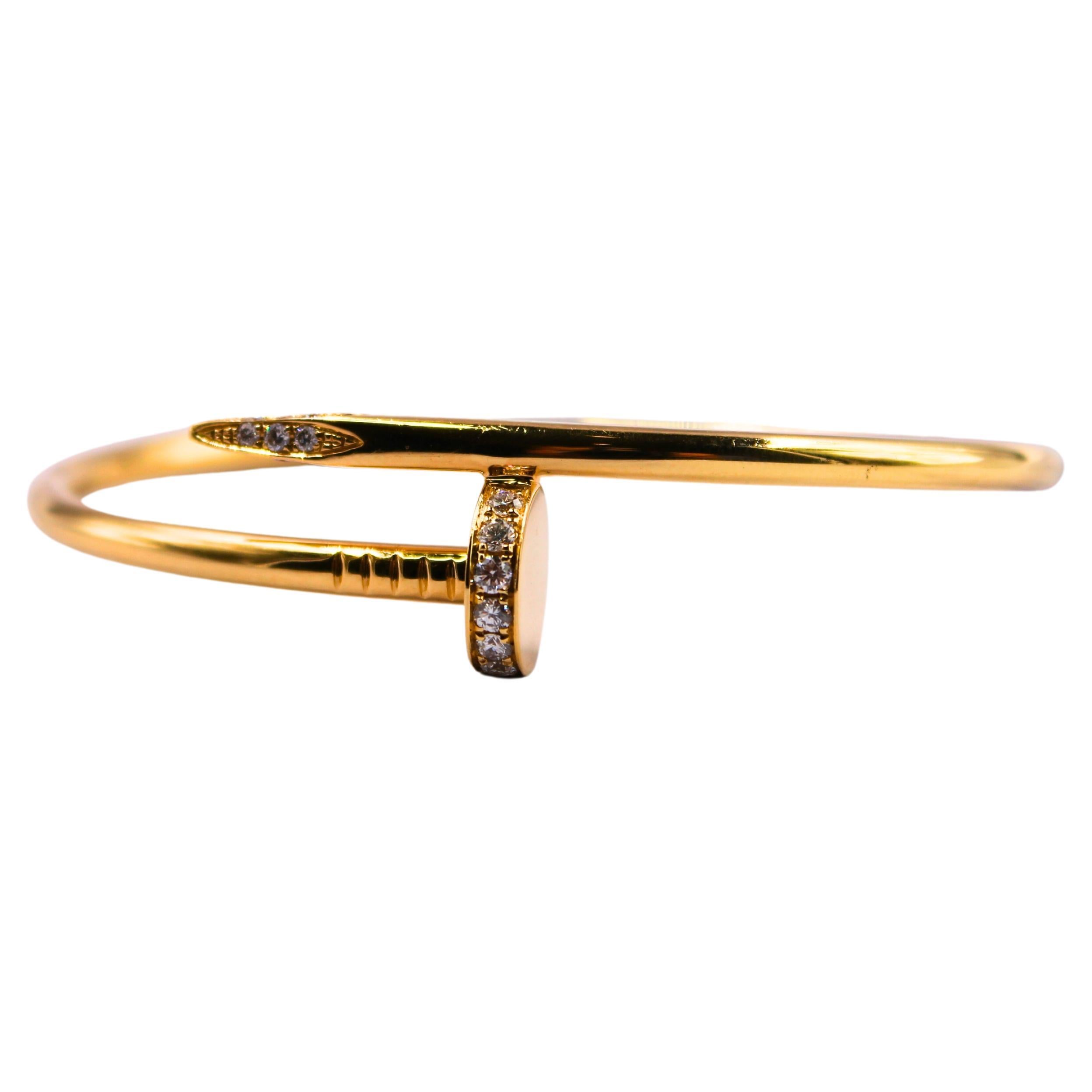 Cartier Bracelet vintage « Juste Un Clou » en or jaune 18 carats avec clous de diamants Excellent état - En vente à Oakton, VA