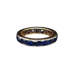 Cartier Antique French Cut Sapphire Full Eternity Ring 18 Karat Yellow Gold