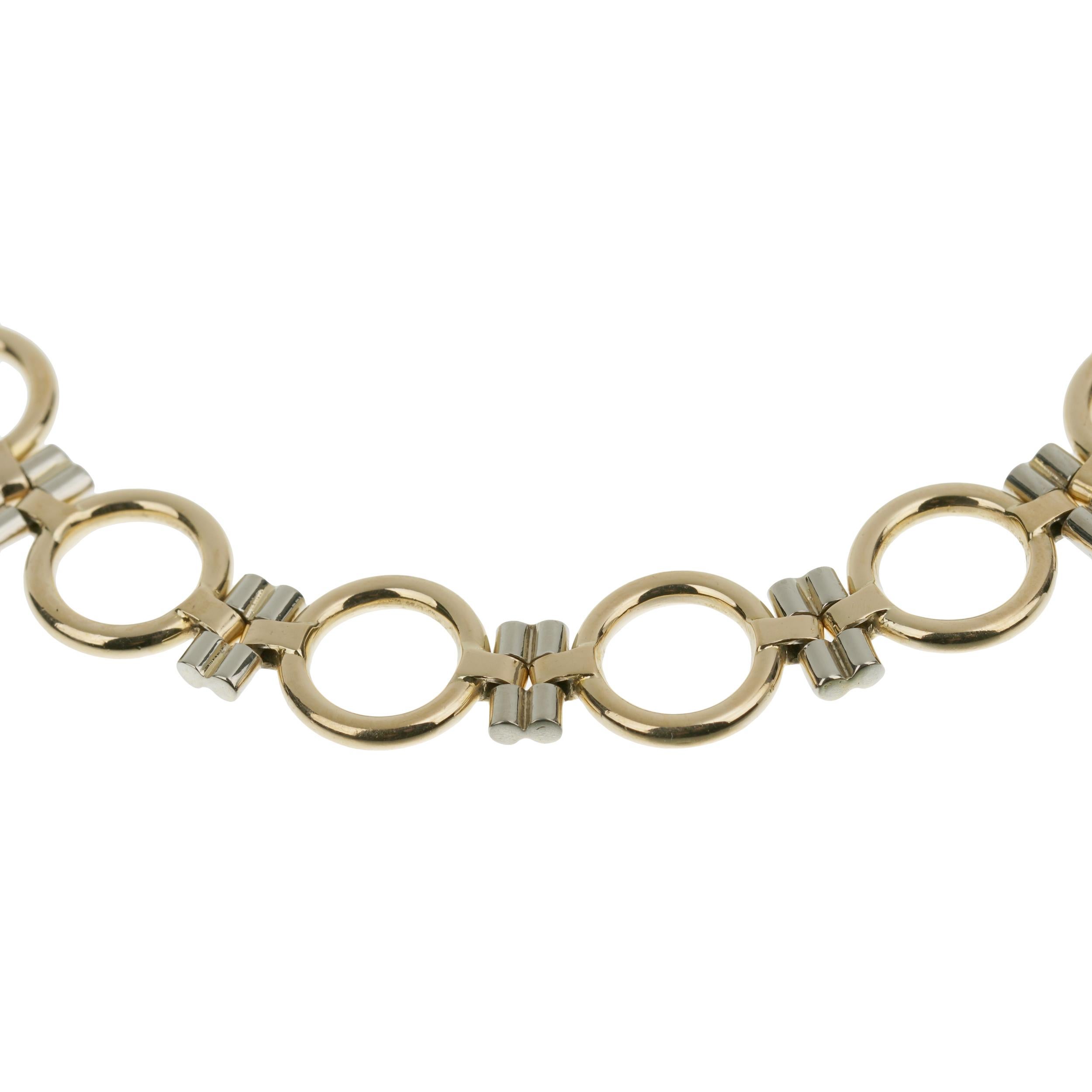 Cartier Vintage Geometrisches zweifarbiges Goldkette-Armband aus Gold, Vintage im Zustand „Hervorragend“ in Feasterville, PA