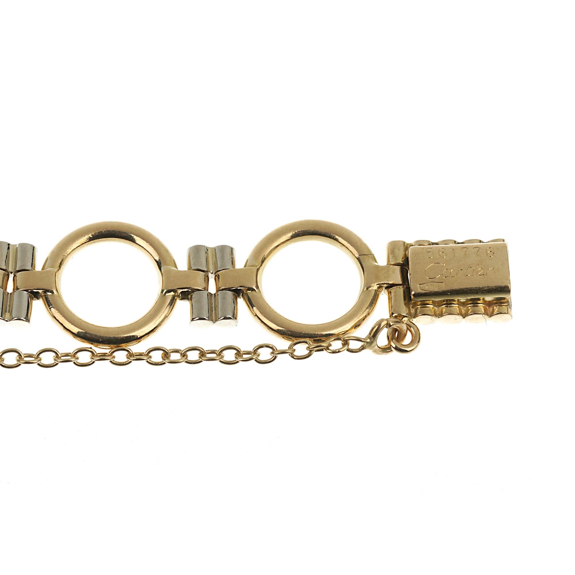 Cartier Vintage Geometrisches zweifarbiges Goldkette-Armband aus Gold, Vintage für Damen oder Herren