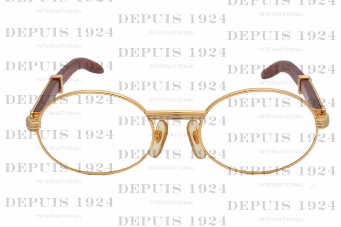 Beige Cartier Vintage Giverny Palisander Sunglasses For Sale