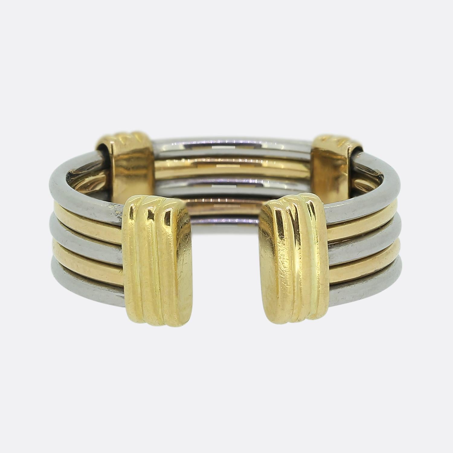 Here we have a truly wonderful vintage suite from the luxury jewellery designer Cartier. The suite dates back to the 1990s and is crafted in 18ct yellow gold and stainless steel. The suite is composed of a bangle, a pair of earrings and a ring. The