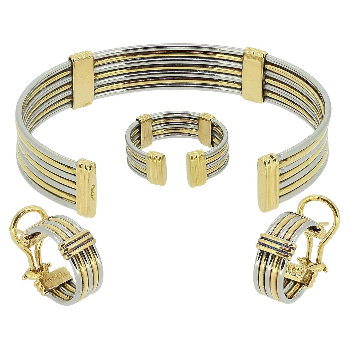 Cartier Vintage Gold and Steel Suite For Sale