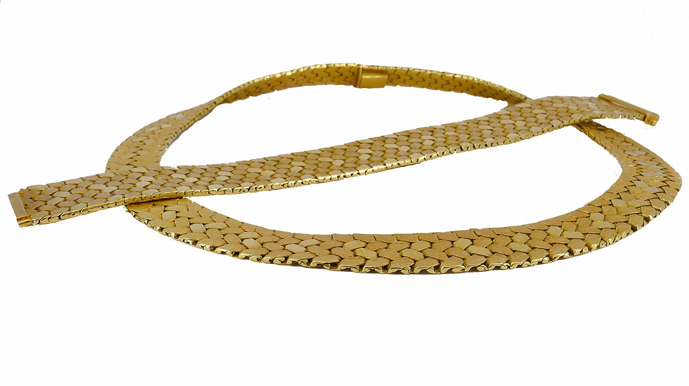 Cartier Vintage Gold Bracelet and Necklace Set 18k Estate Jewelry For Sale 2