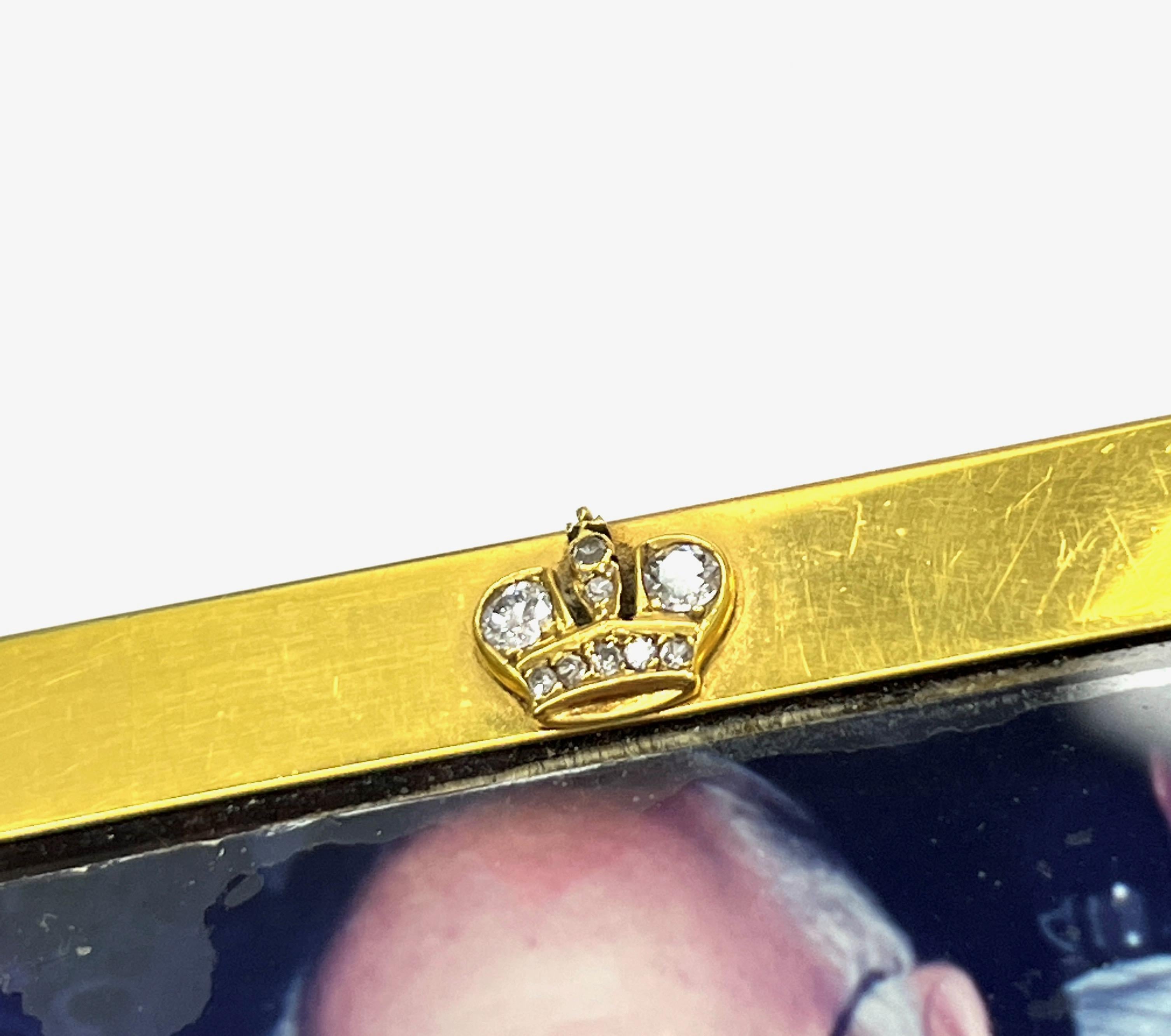 Cartier Cadre photo couronne vintage en or et diamants Bon état - En vente à New York, NY