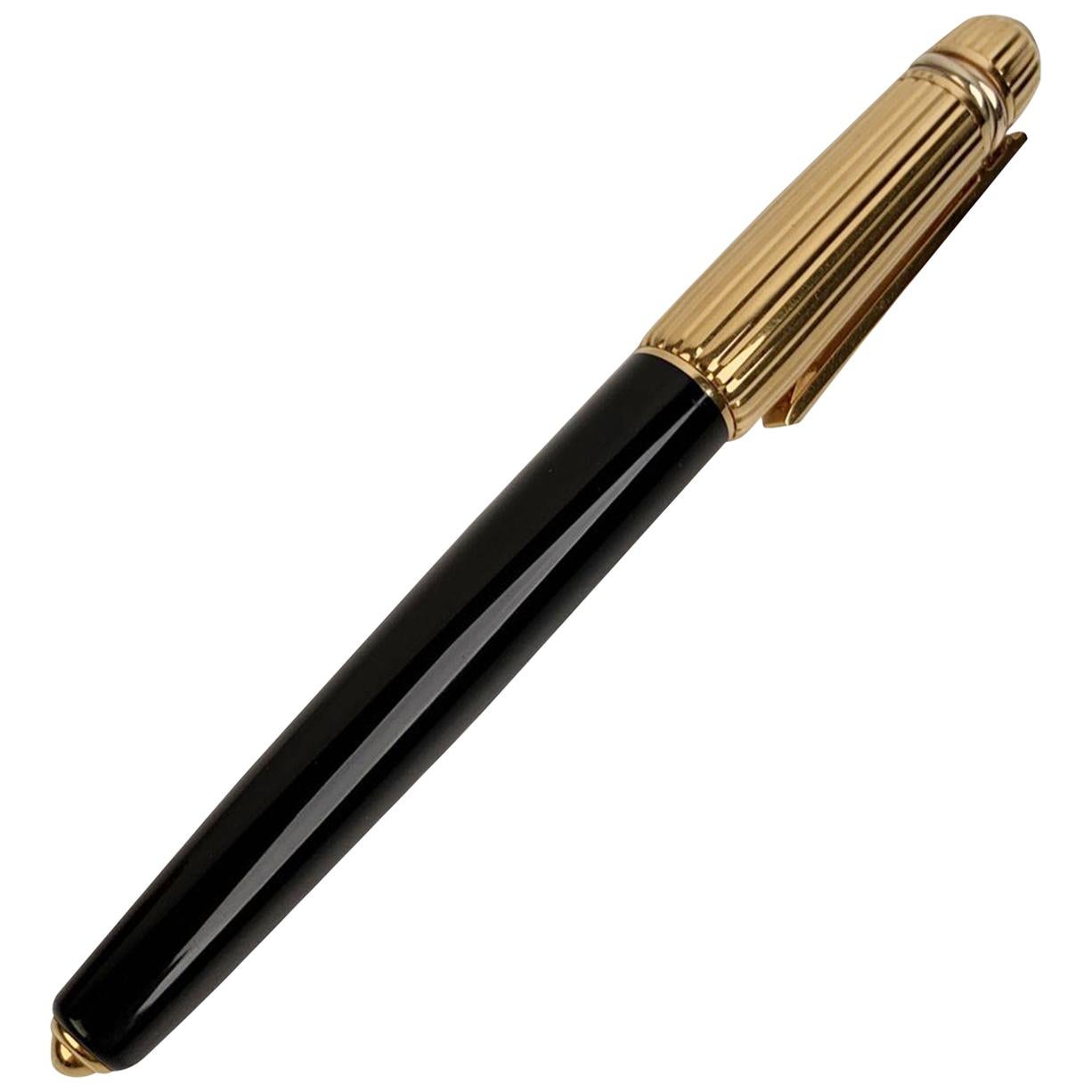 Cartier Vintage Gold Plated and Black Lacquer Pasha Fountain Pen