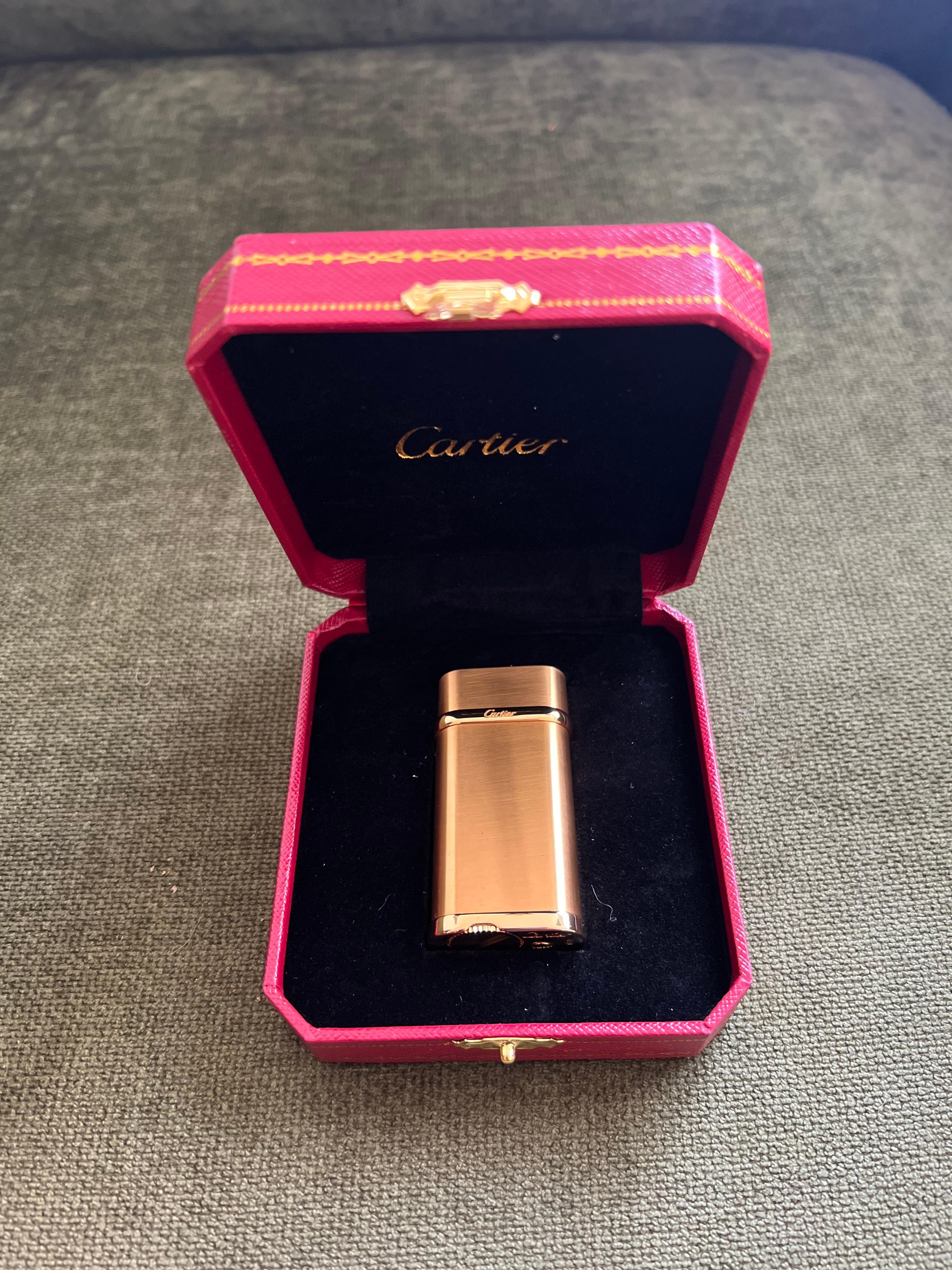 Cartier Vintage Gold Plated “Cartier” Lighter In Original Case “Circa 1990” In Excellent Condition In New York, NY