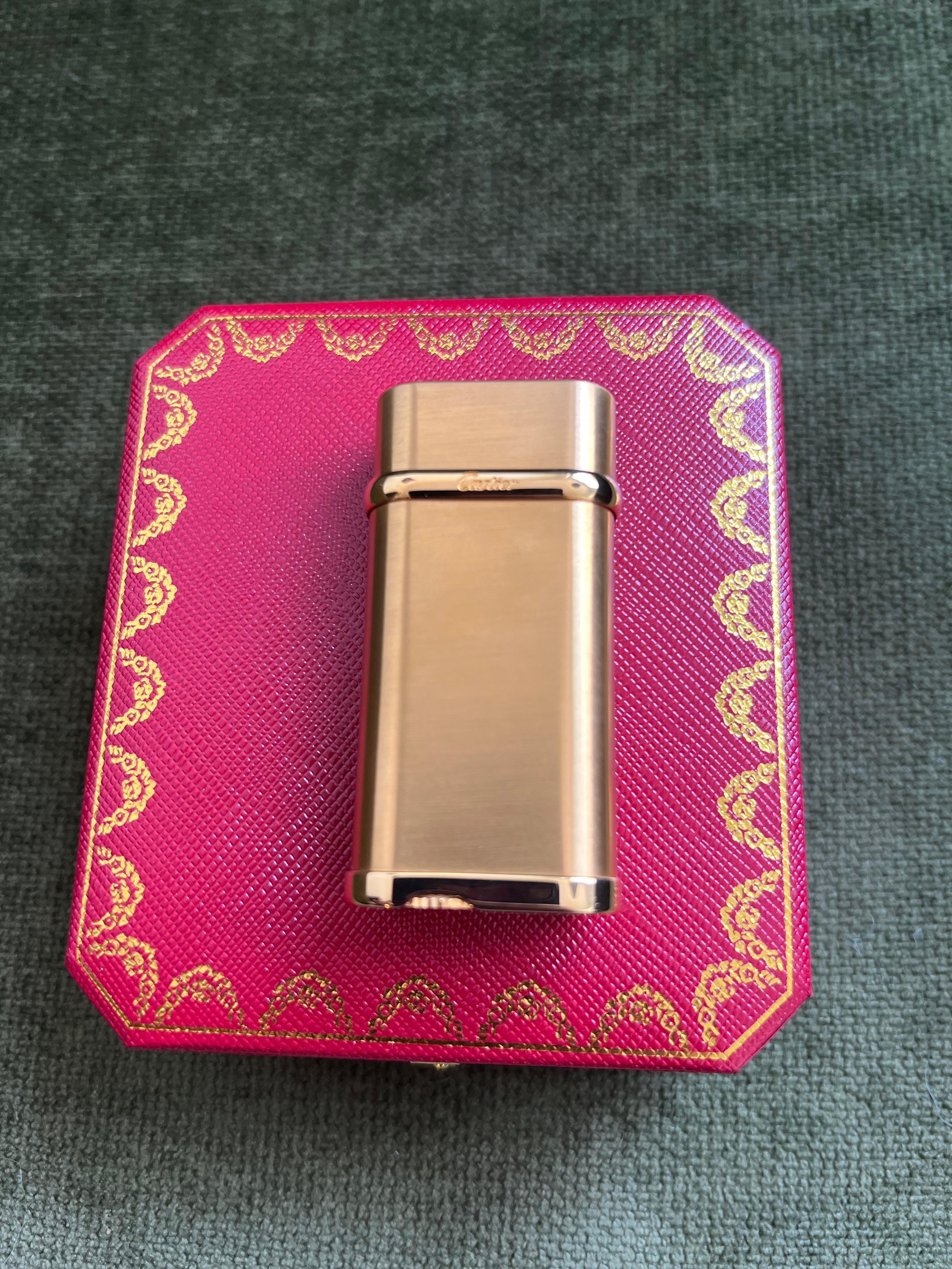 Cartier Vintage Gold Plated “Cartier” Lighter In Original Case “Circa 1990” 3