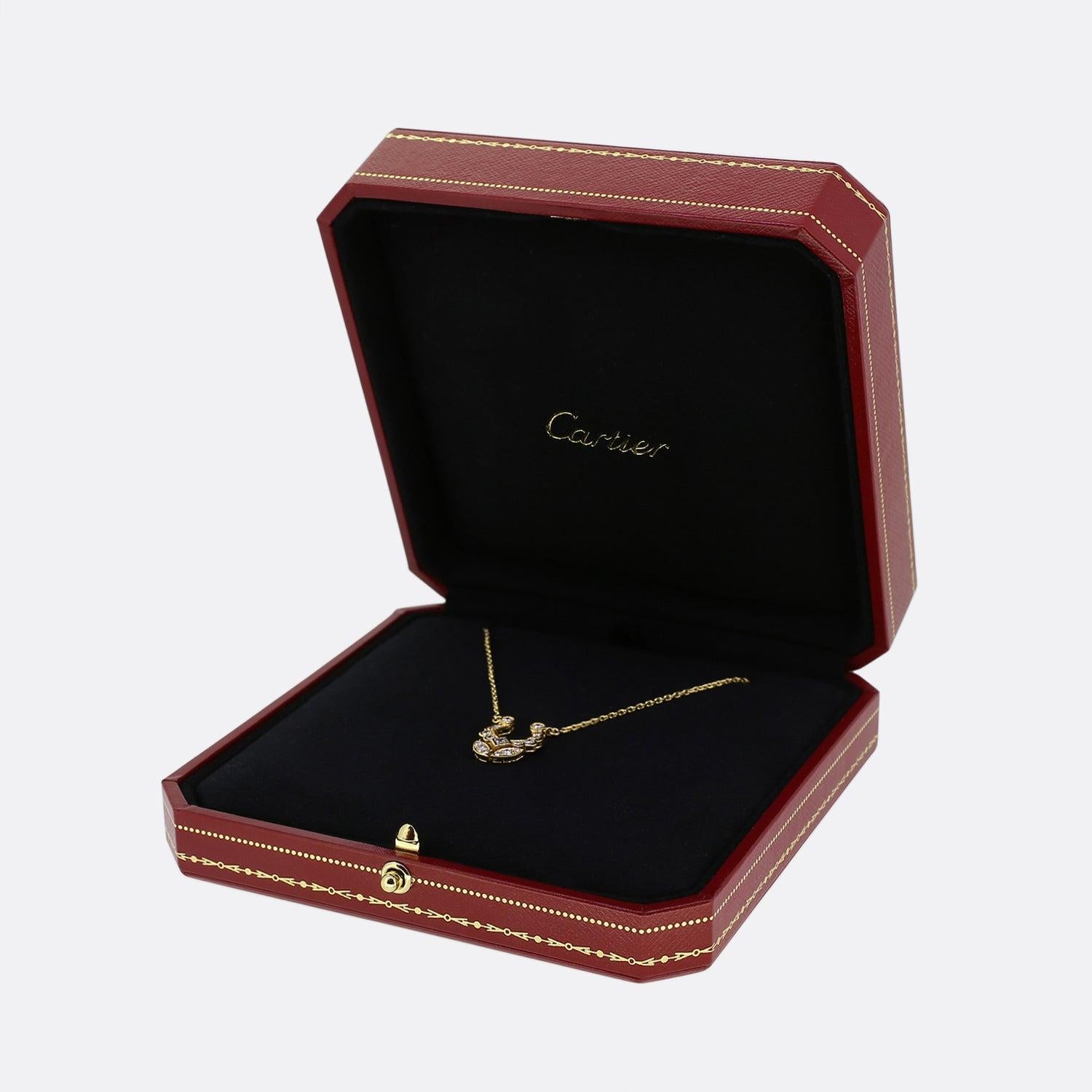 Cartier Vintage Hufeisen-Diamant-Anhänger-Halskette Damen im Angebot