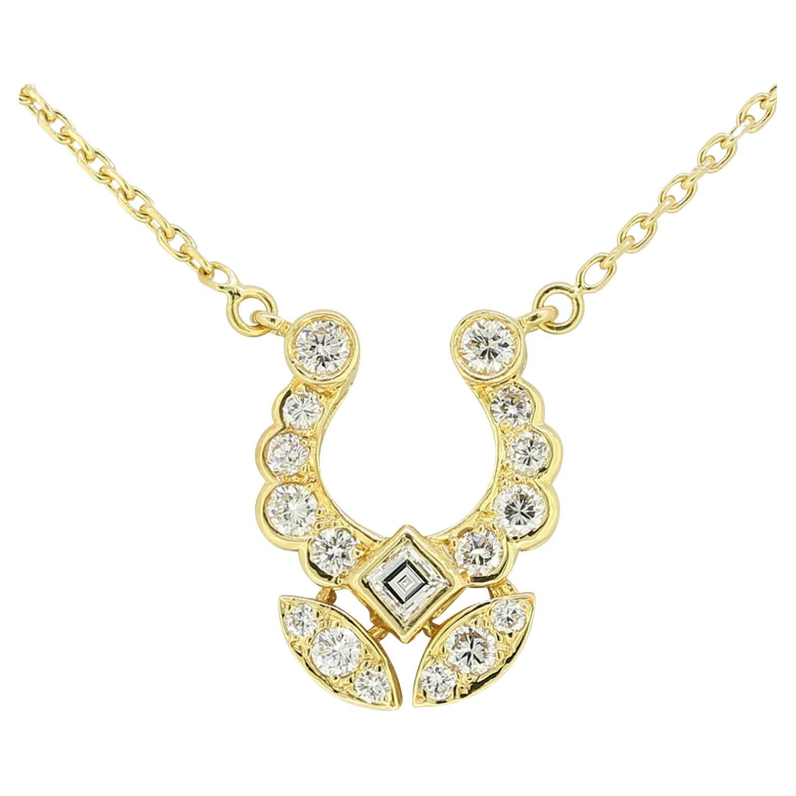Cartier Vintage Horseshoe Diamond Pendant Necklace For Sale