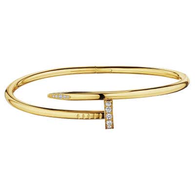 Cartier Rose Gold Juste Un Clou Diamond Pave Double Nail Bracelet at ...