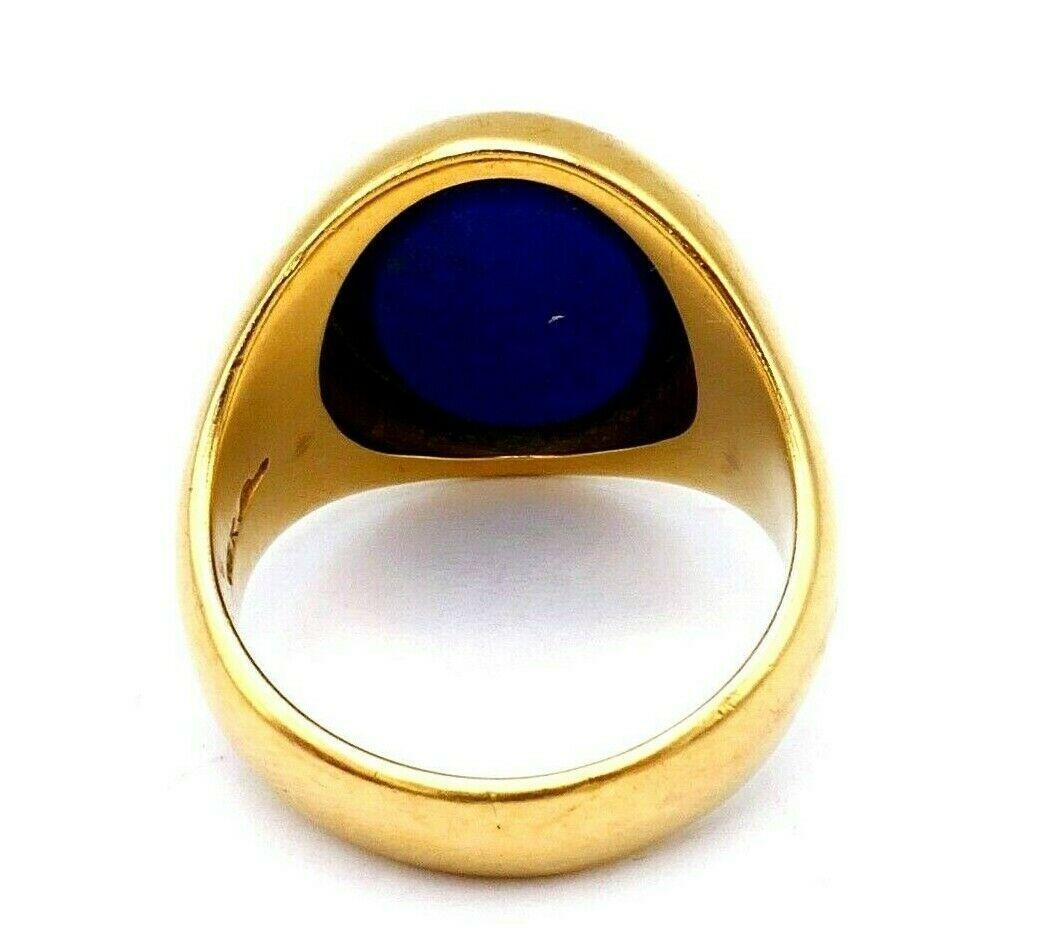 Cartier Vintage Lapis Lazuli Yellow Gold Signet Ring In Excellent Condition In Beverly Hills, CA