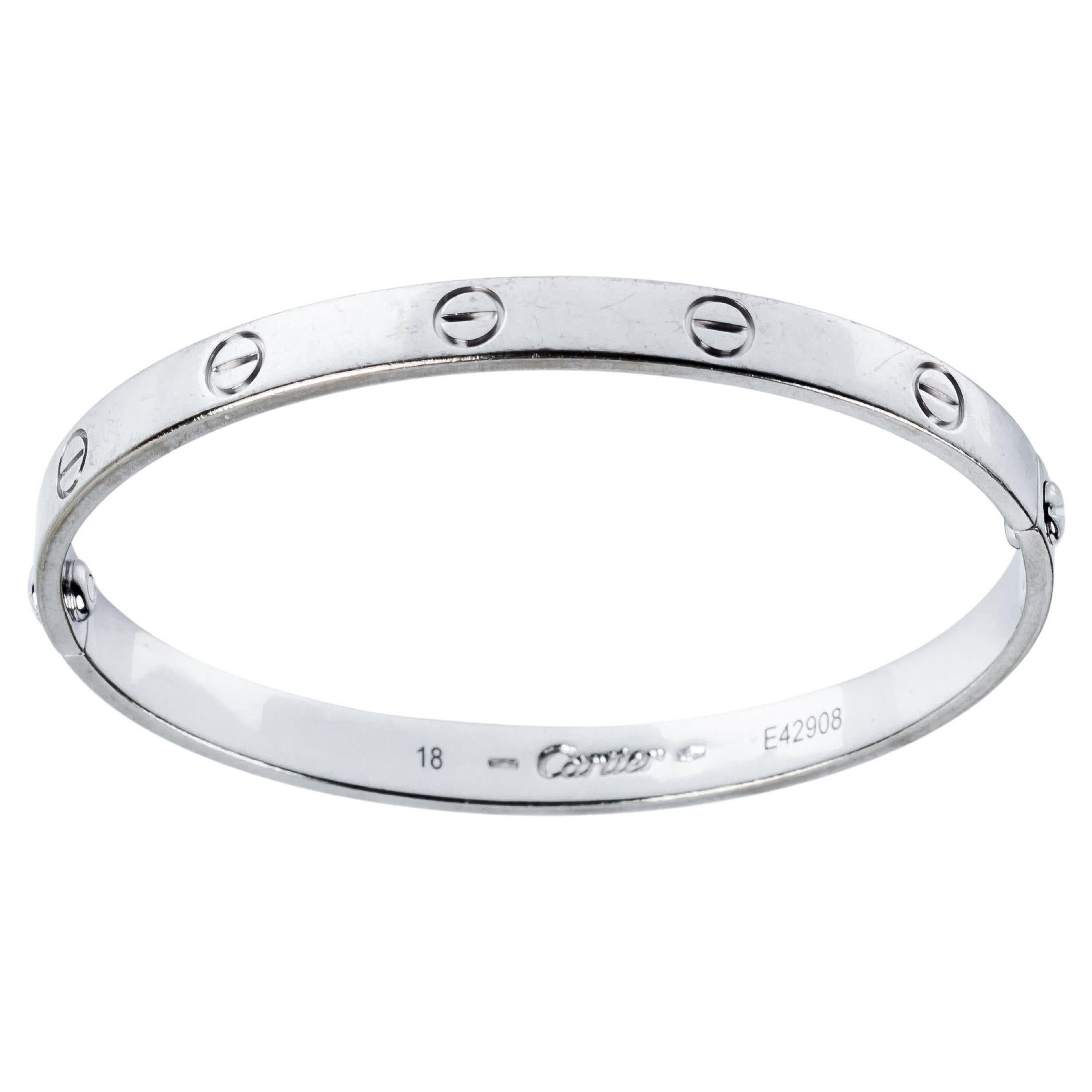 Cartier Vintage Large Love Bracelet 18k white Gold with Box and