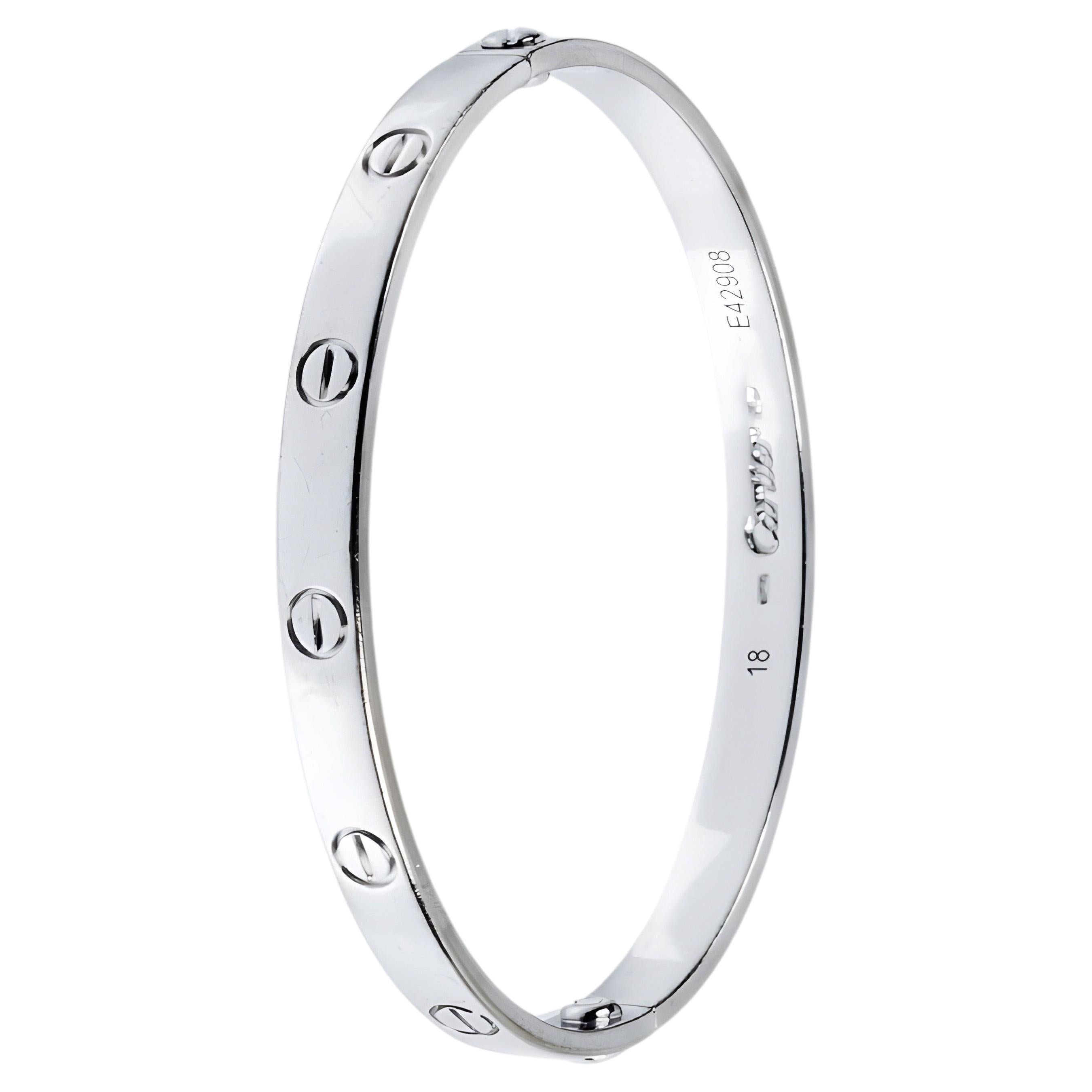 Cartier, grand bracelet Love vintage en or blanc 18 carats avec boîte et tournevis