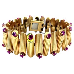 Cartier Vintage Link Armband mit 2,8 Karat Rubin Edelsteine in 18K Gelbgold