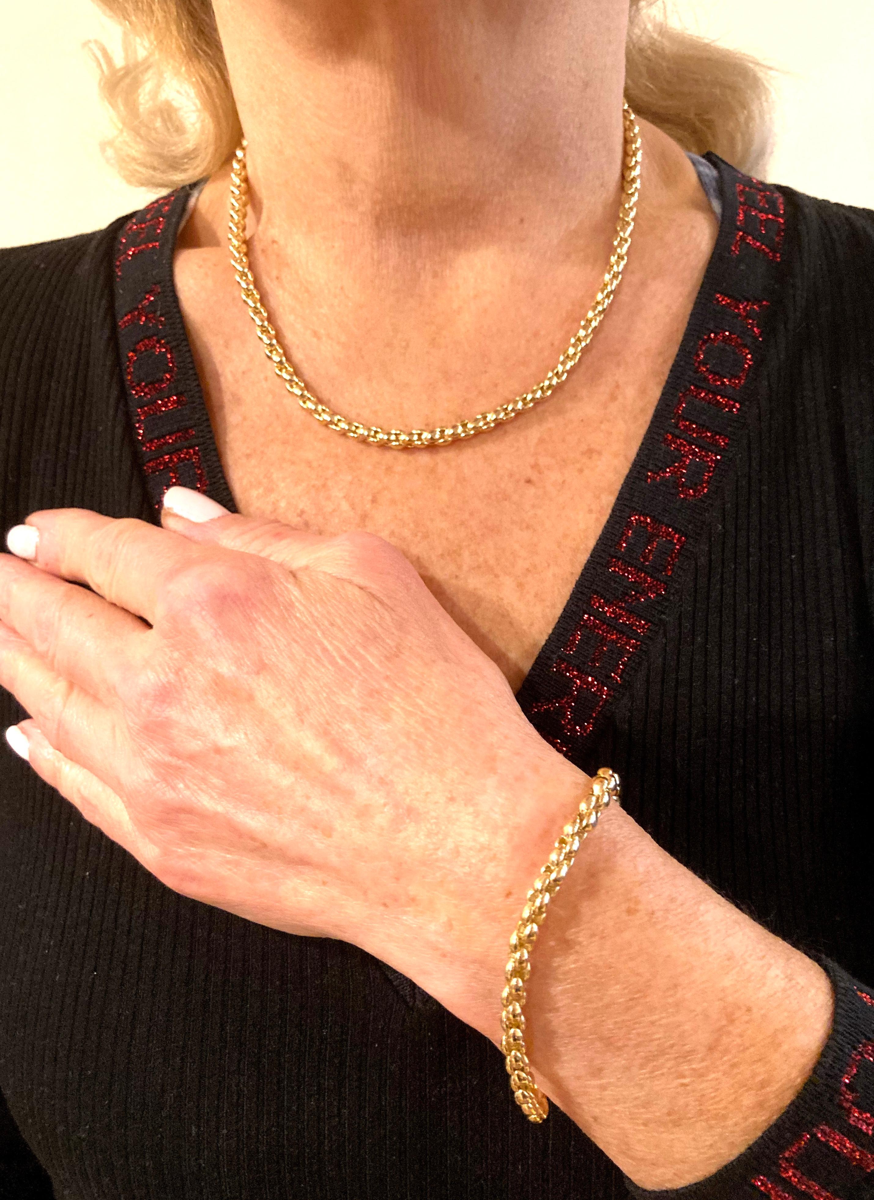 Cartier Vintage Link Chain Necklace and Bracelet Set For Sale 4