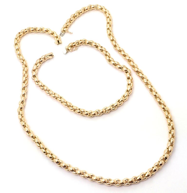 アクセサリー vintage Cartier Wave Link Chain YG750 #3 Cartier Vintage Link Chain Necklace and Bracelet Set at 1stDibs