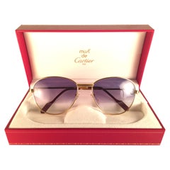 Cartier Vintage Louis Sapphire 55mm Heavy Gold Plated Sunglasses, France