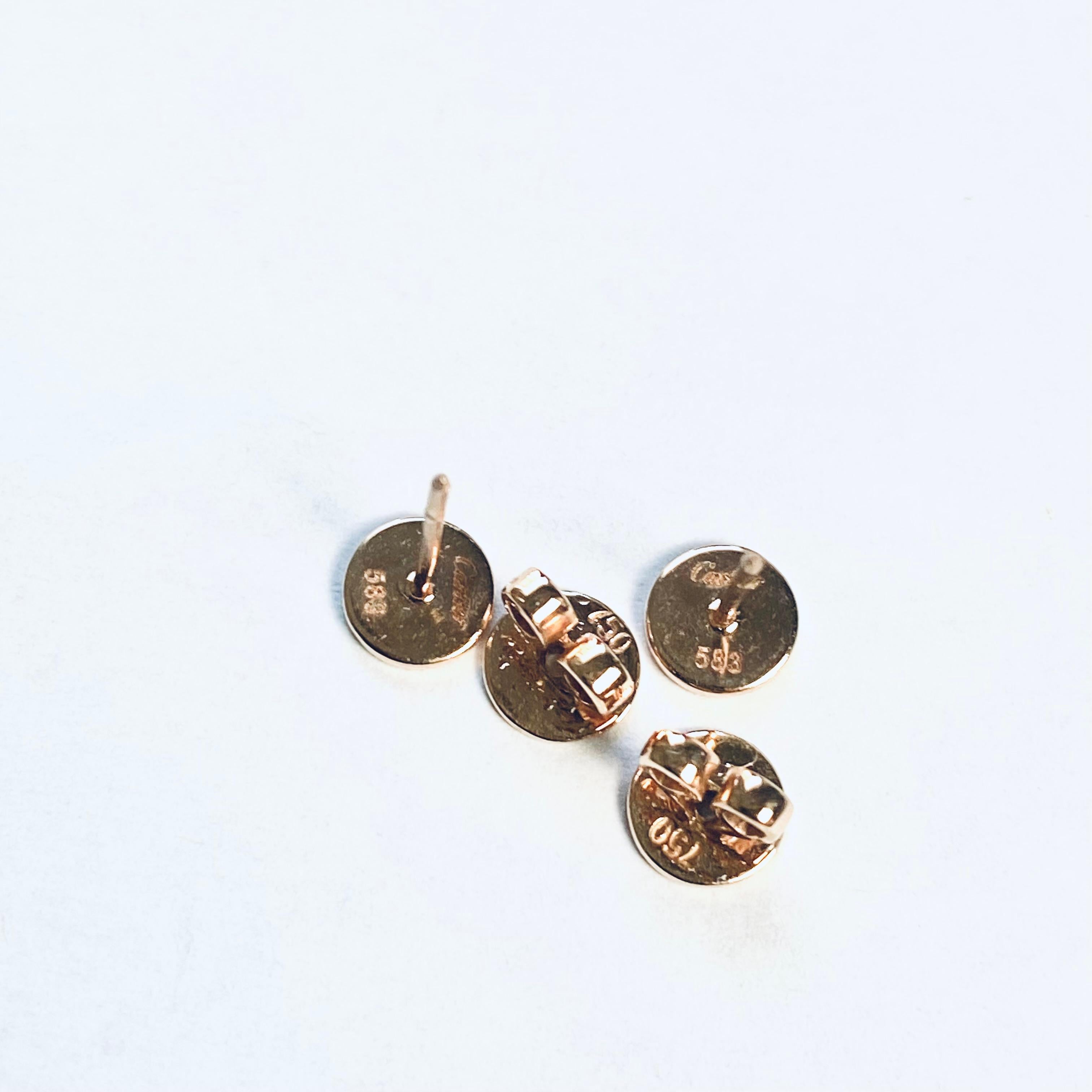 Cartier Vintage Love Stud Earrings 14 Karat Rose Gold In Good Condition In New York, NY