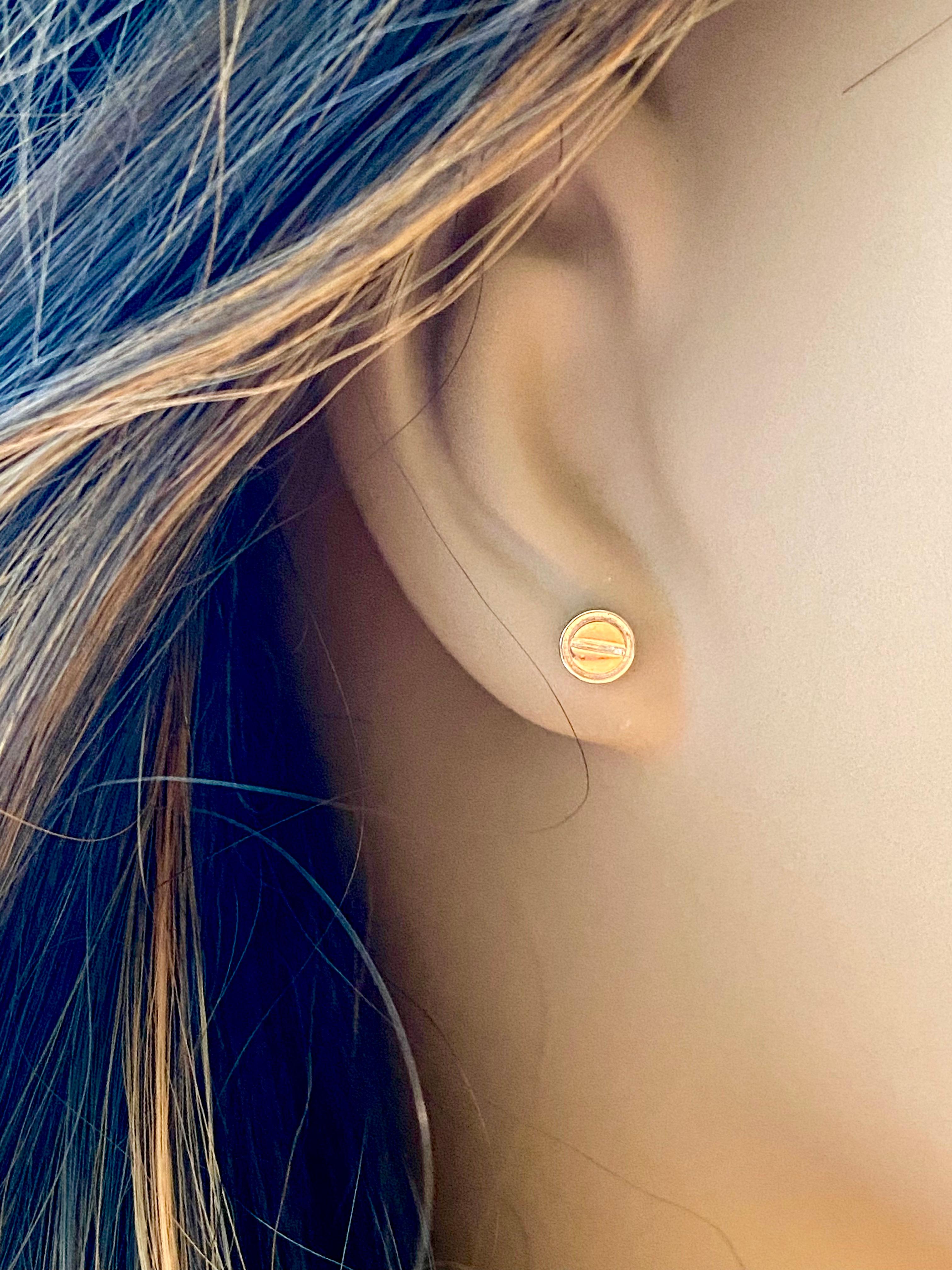 Women's or Men's Cartier Vintage Love Stud Earrings 14 Karat Rose Gold