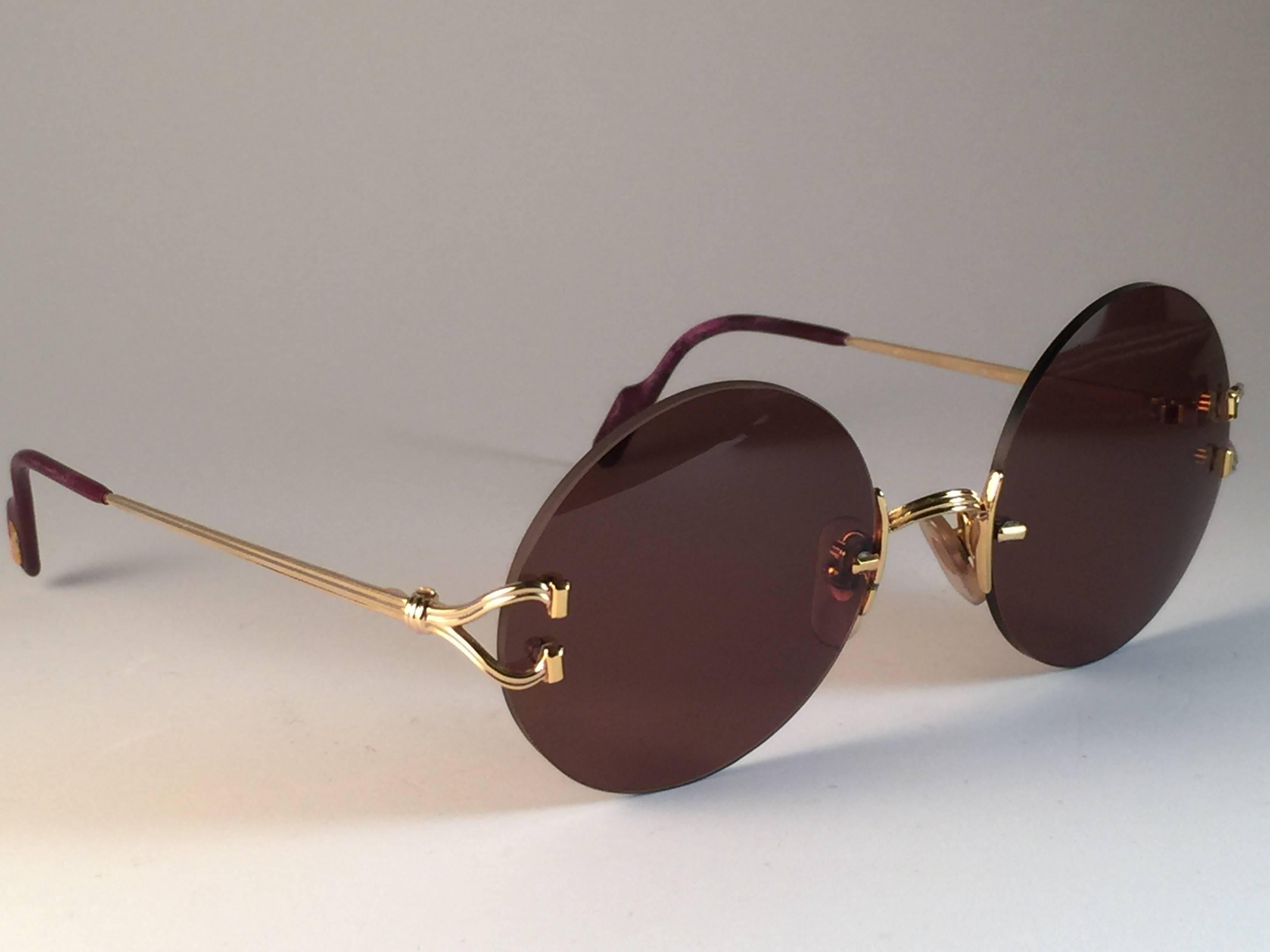 Cartier Vintage Madison Classic Special Gold 50 Mm Sunglasses France In New Condition For Sale In Baleares, Baleares