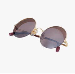 Cartier Vintage Mayfair Runde Hälfte Frame Gold Sonnenbrille - '90s