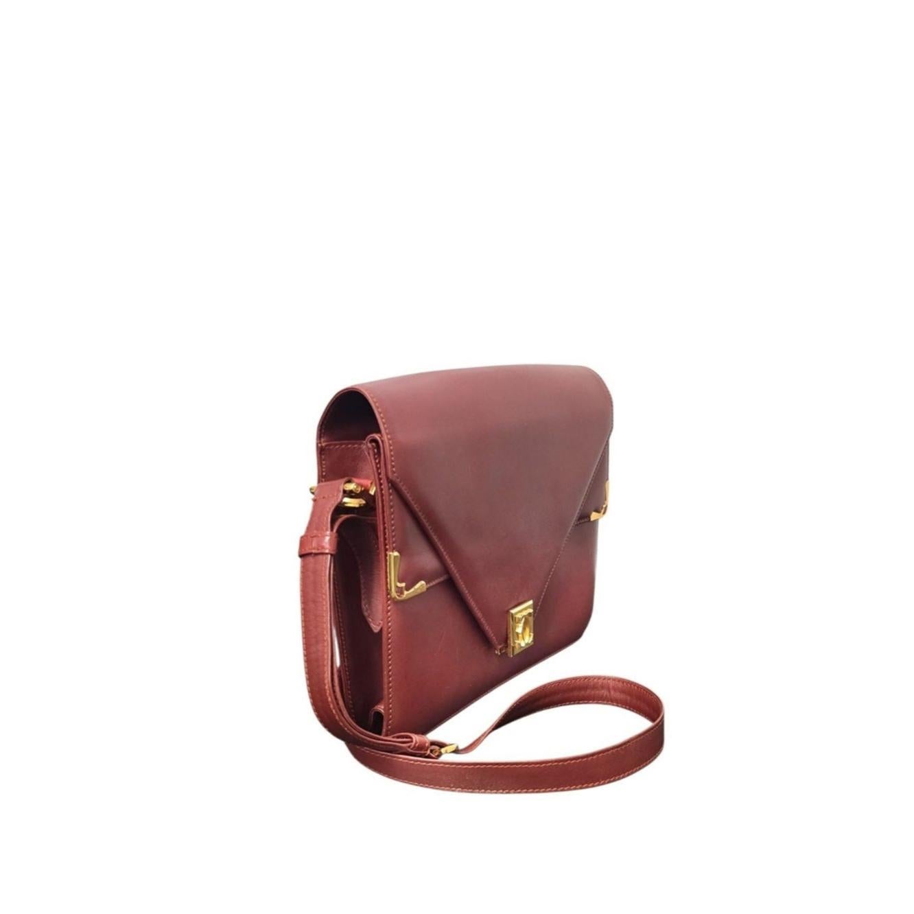 Cartier Vintage Must de Calfskin Envelope Messenger Bag For Sale 8