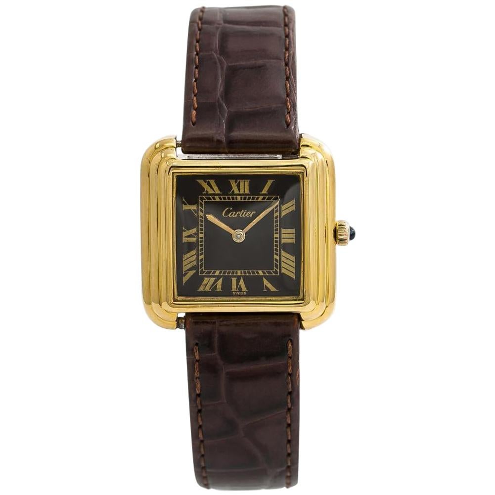 Cartier Vintage No-Ref#, Brown Dial, Certified and Warranty