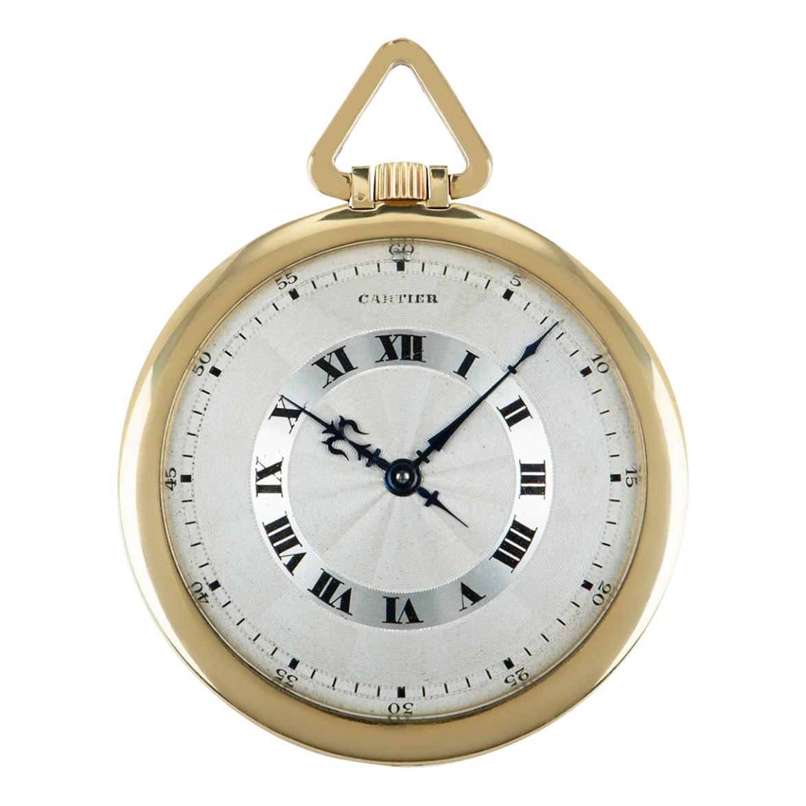 Cartier Vintage Open Face Pocket Watch Yellow Gold
