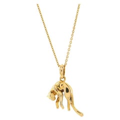 Cartier Vintage Panther Pendant Necklace 18K Yellow Gold
