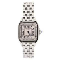 Cartier Vintage Panthere De Cartier Quartz Watch White Gold with Diamond Bezel